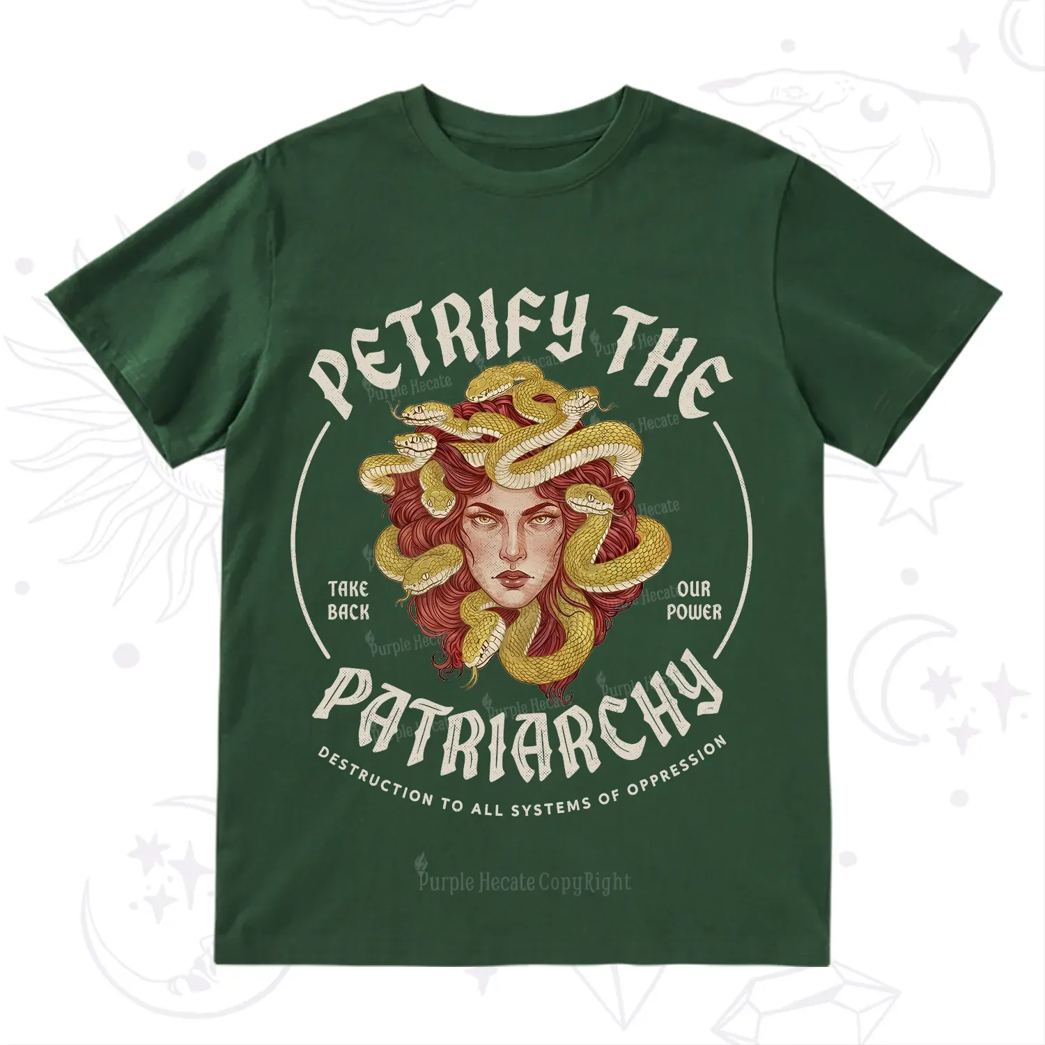 Purplehecate Petrify Patriarchy Medusa T-Shirt