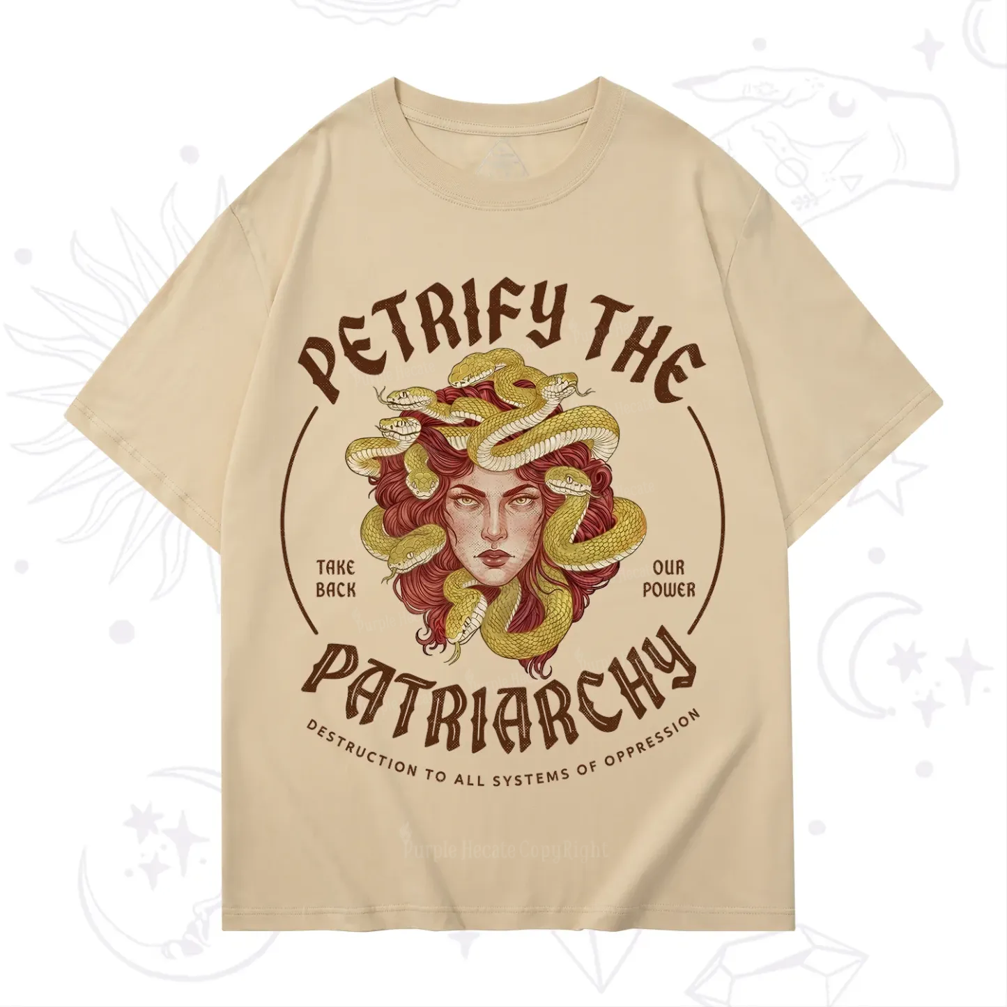 Purplehecate Petrify Patriarchy Medusa T-Shirt