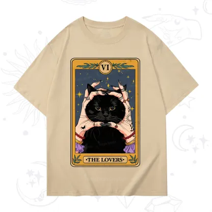 Purplehecate Black Cat The Lovers Tarot Card T-Shirt