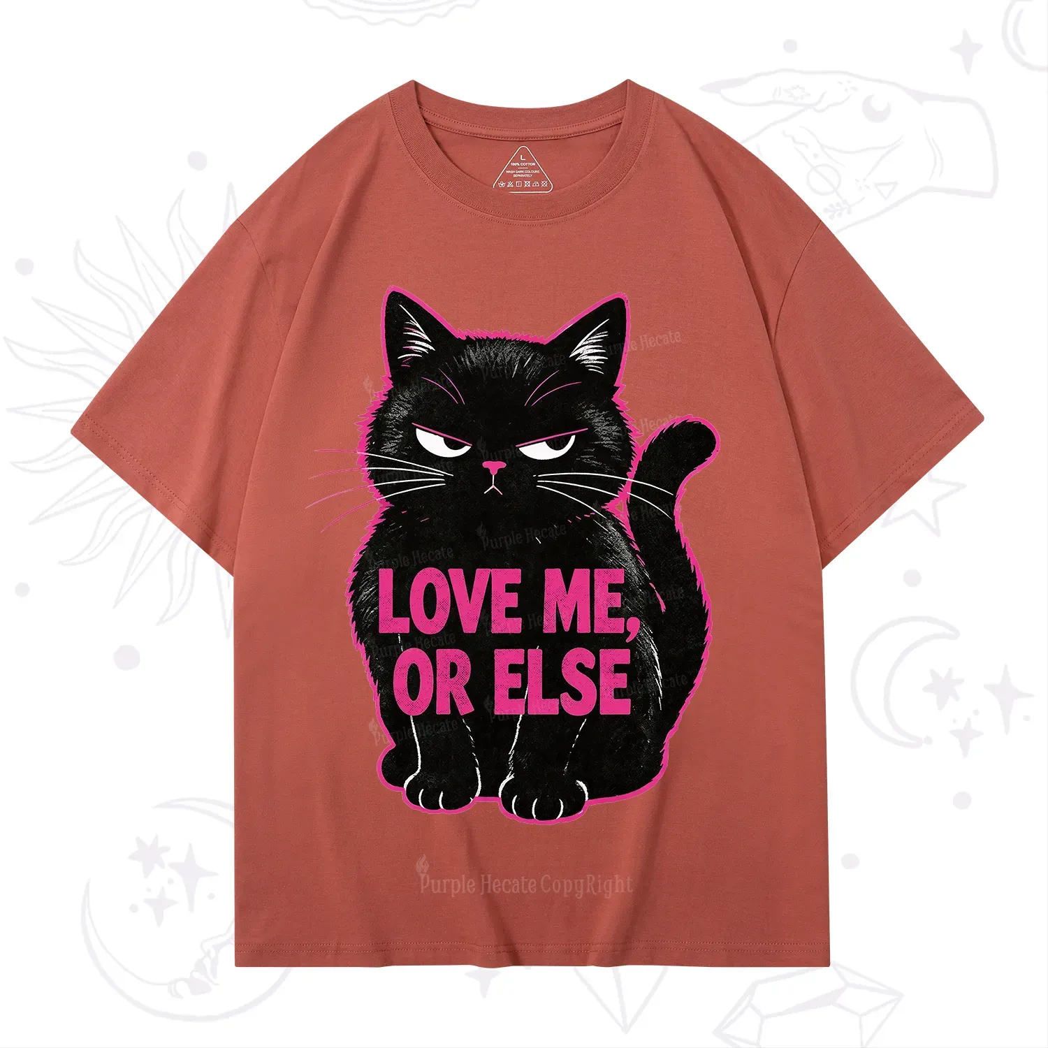 Purplehecate Grumpy Black Cat Love Me or Else T-Shirt