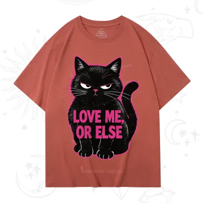 Purplehecate Grumpy Black Cat Love Me or Else T-Shirt