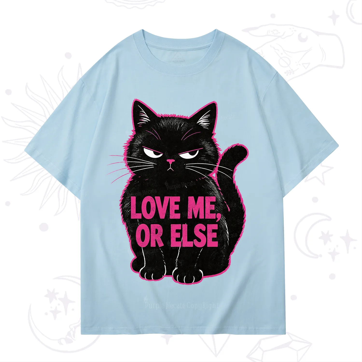 Purplehecate Grumpy Black Cat Love Me or Else T-Shirt