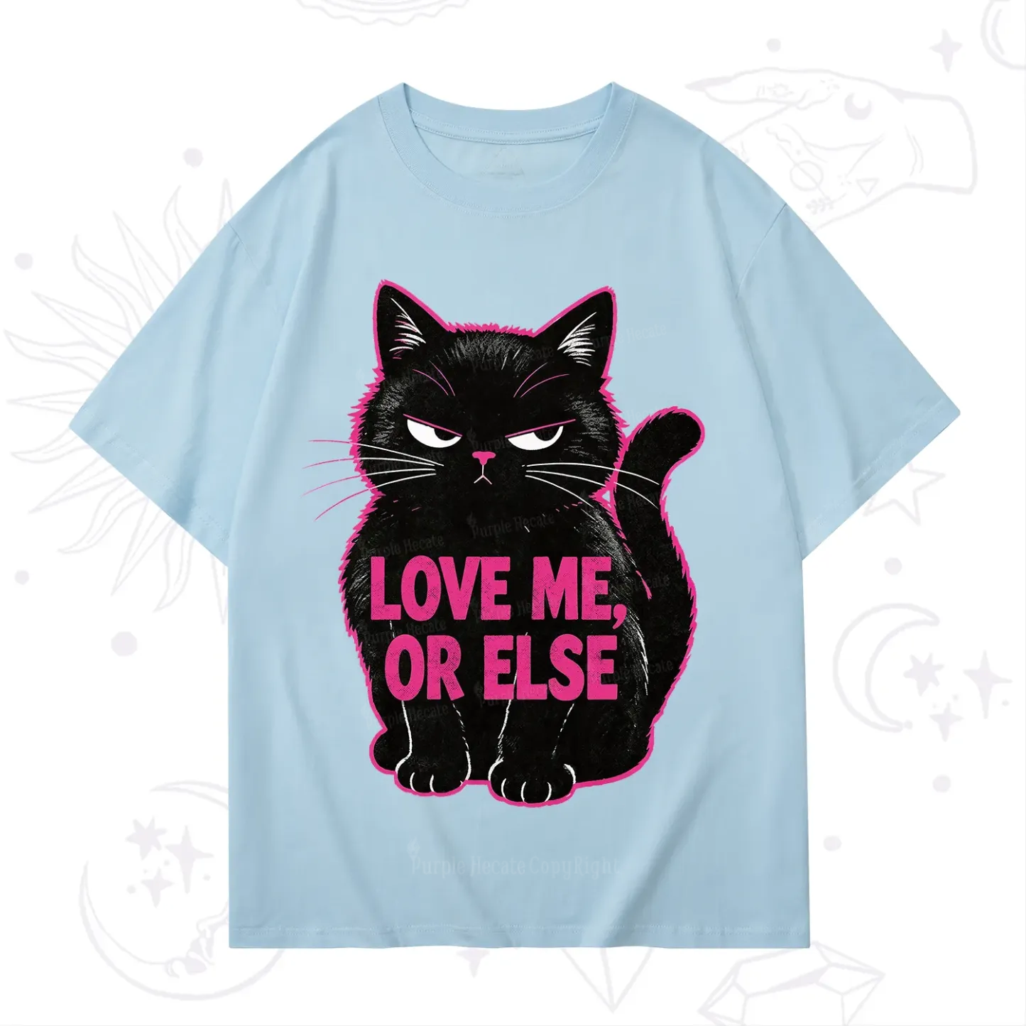 Purplehecate Grumpy Black Cat Love Me or Else T-Shirt