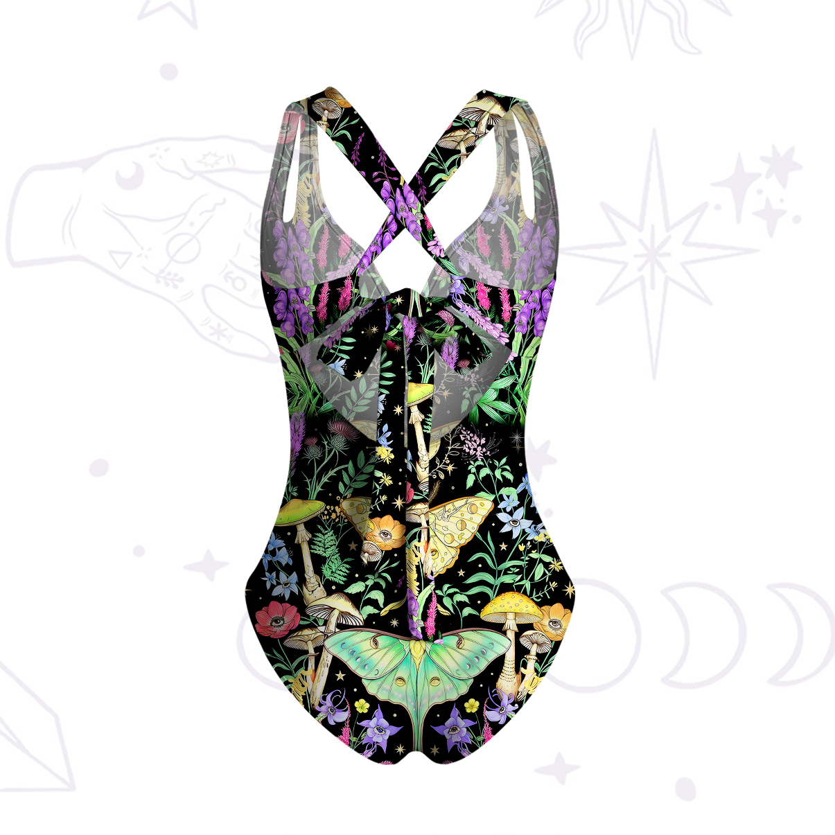 Purplehecate Mystic Lunar Moth Herbal Forest One-Piece Swimsuit