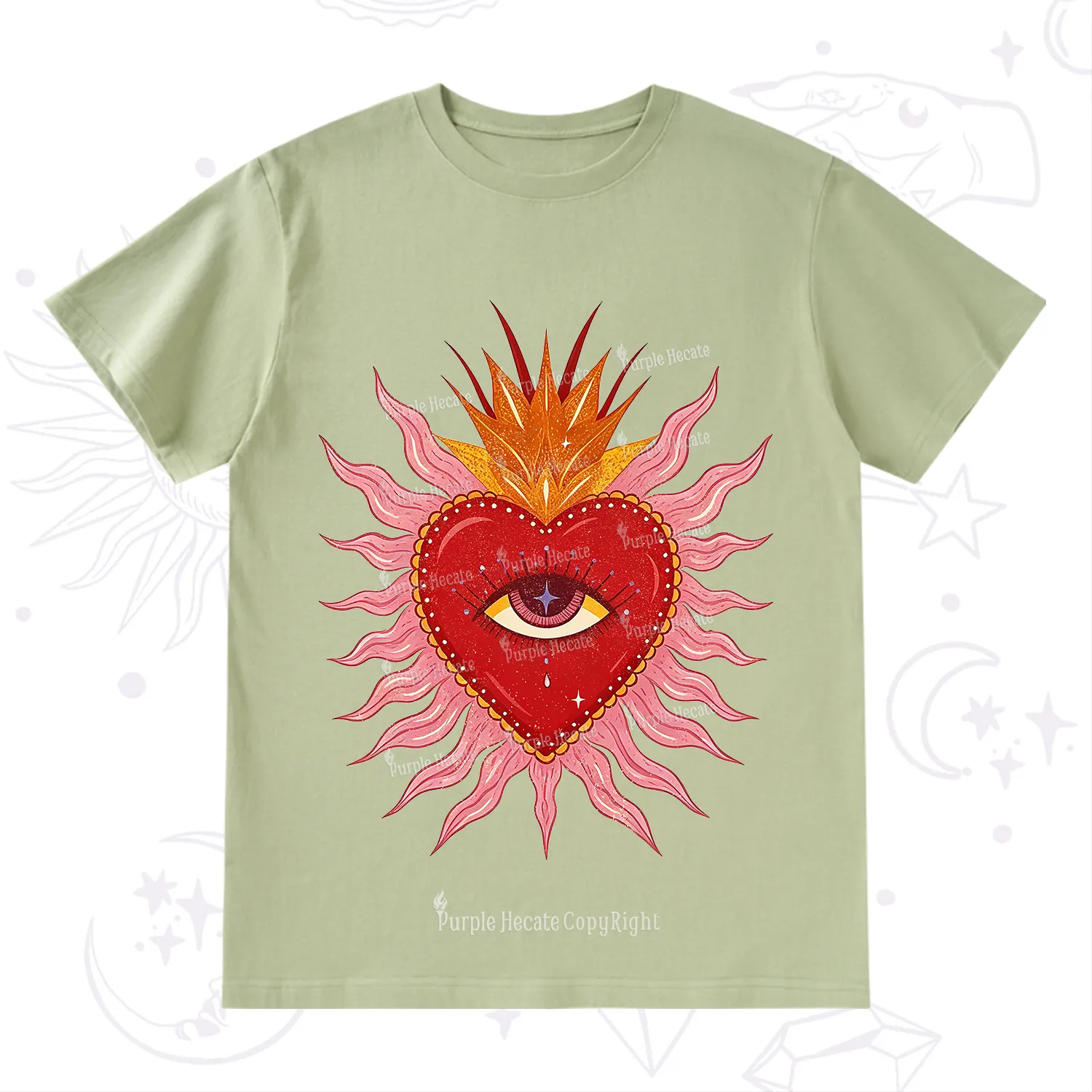 Purplehecate Sacred Flame Heart T-Shirt