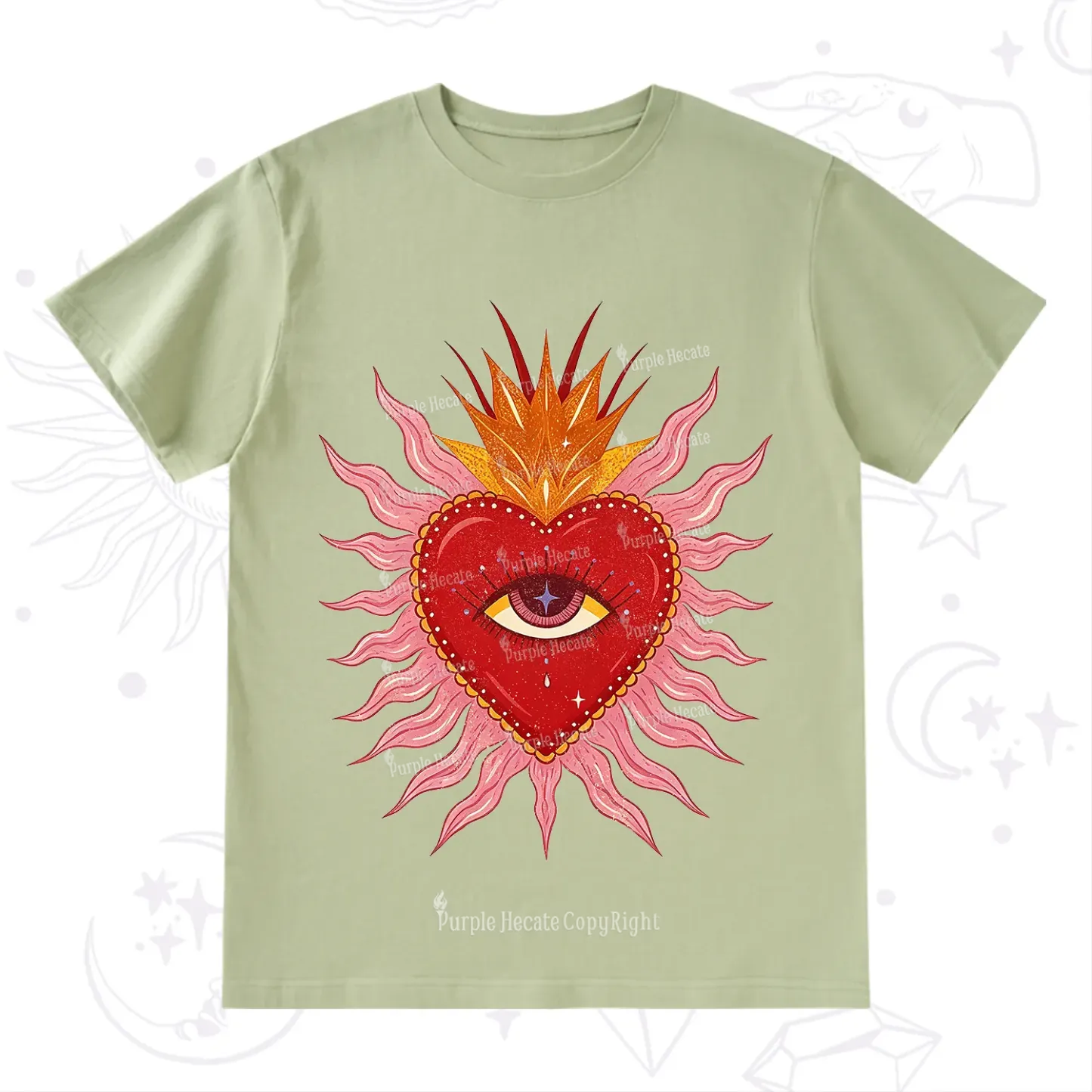 Purplehecate Sacred Flame Heart T-Shirt