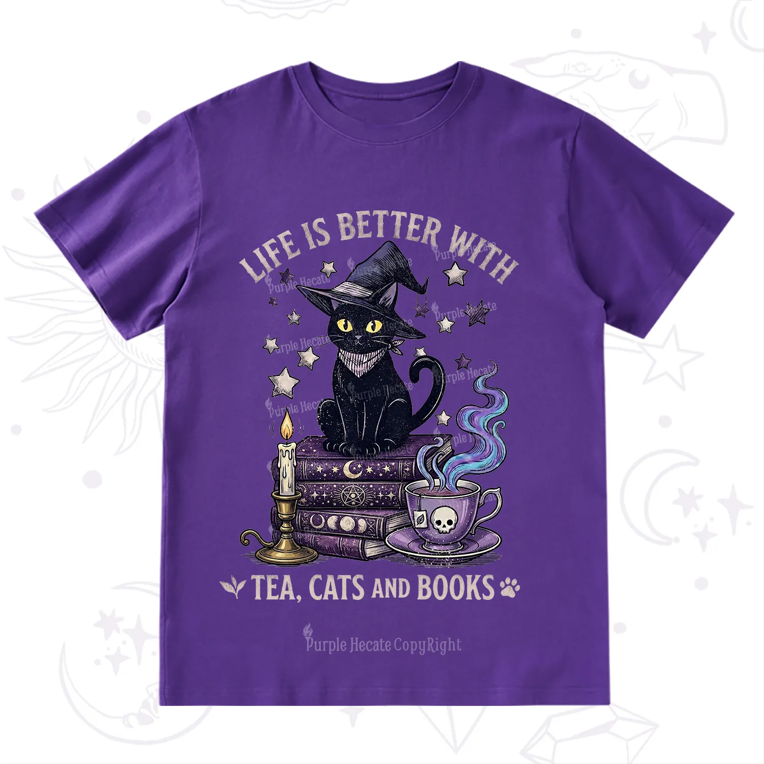 Purplehecate Life Is Better With Cats And Books T-Shirt