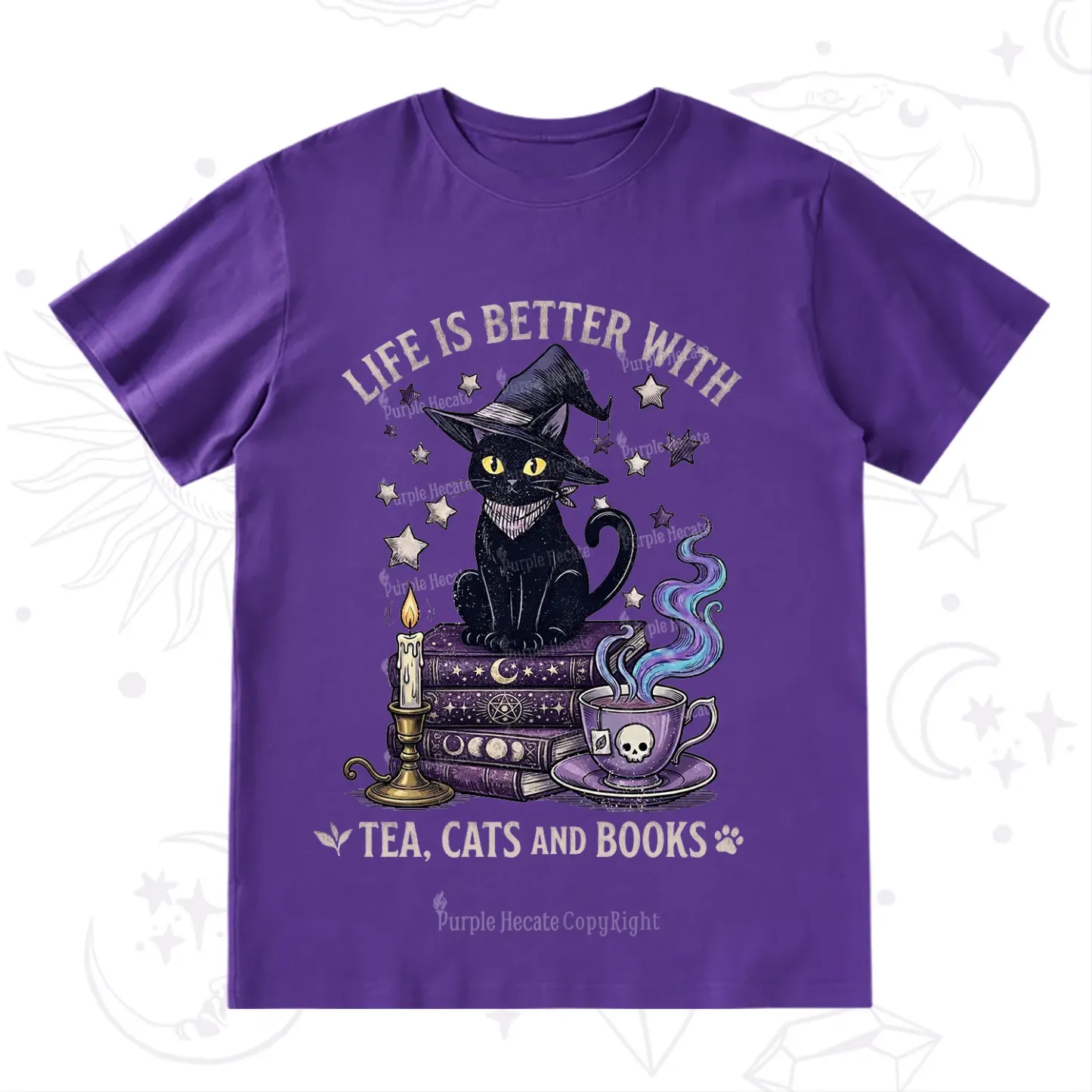 Purplehecate Life Is Better With Cats And Books T-Shirt