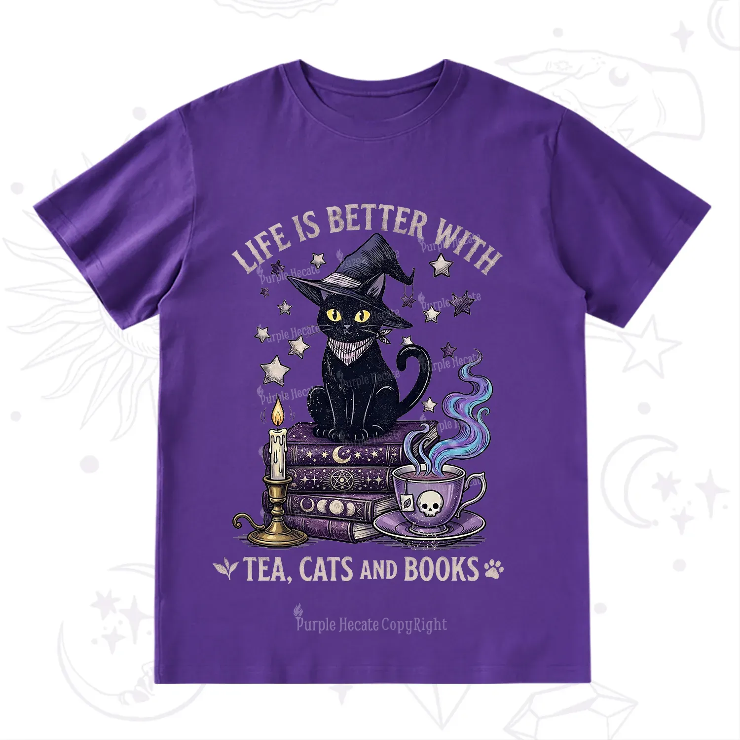 Purplehecate Life Is Better With Cats And Books T-Shirt