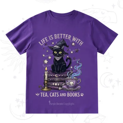Purplehecate Life Is Better With Cats And Books T-Shirt