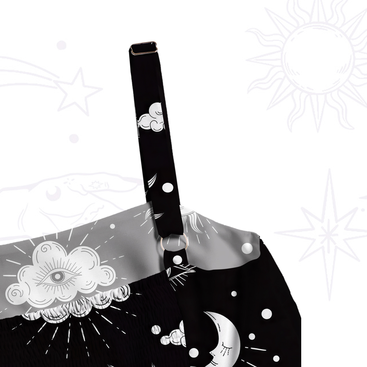 Purplehecate Sun Moon Stars Oracle Wide Straps Maxi Dress