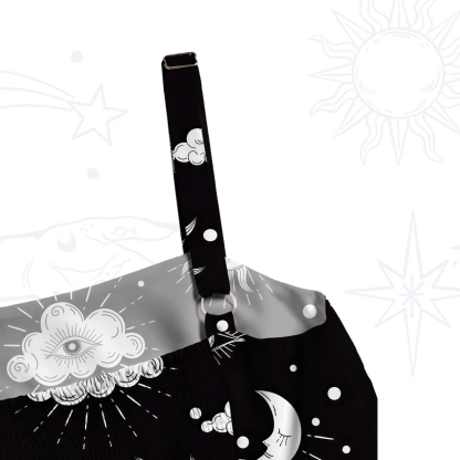 Purplehecate Sun Moon Stars Oracle Wide Straps Maxi Dress