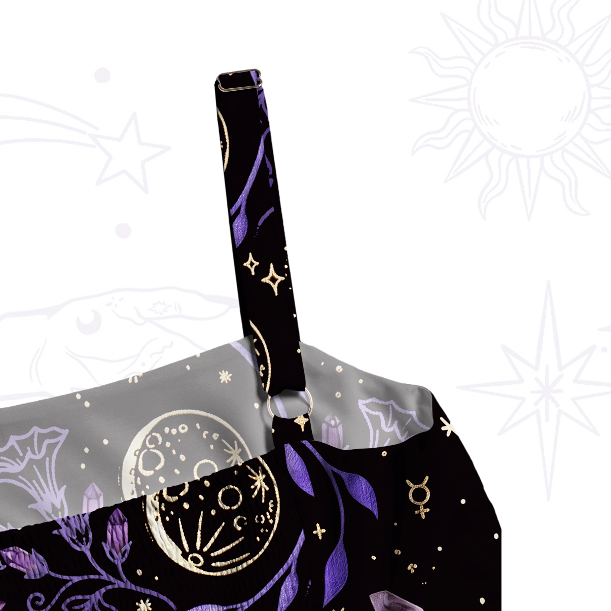 Purplehecate Starry Moon Cycle Mystic Wide Straps Maxi Dress