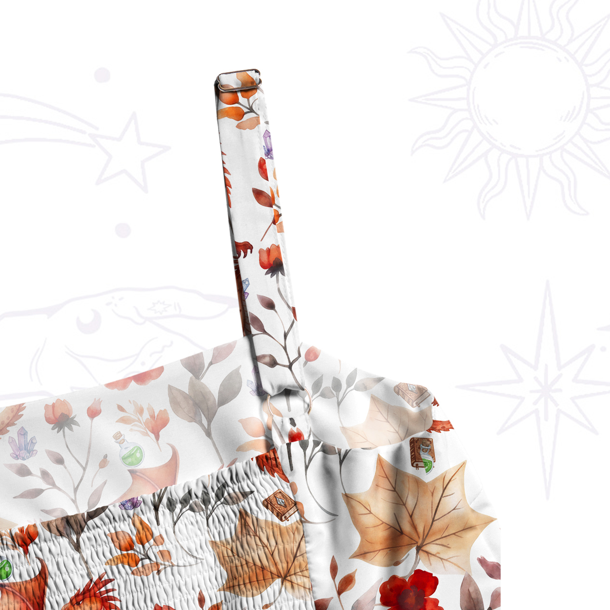 Purplehecate Enchanted Little Dragon Meadow Wide Straps Maxi Dress