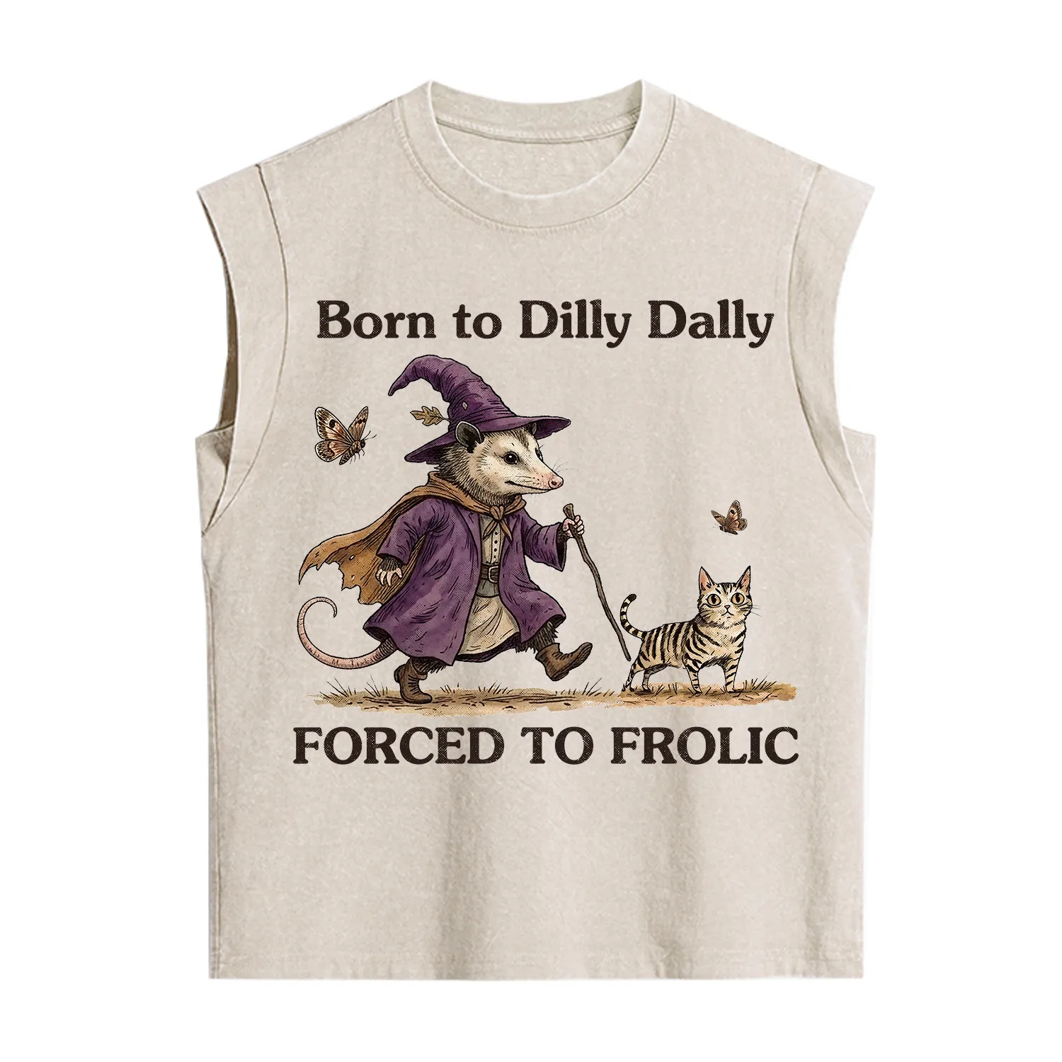 Purplehecate Born to Dilly Dally Forced to Frolic Opossum Vintage Washed Tank