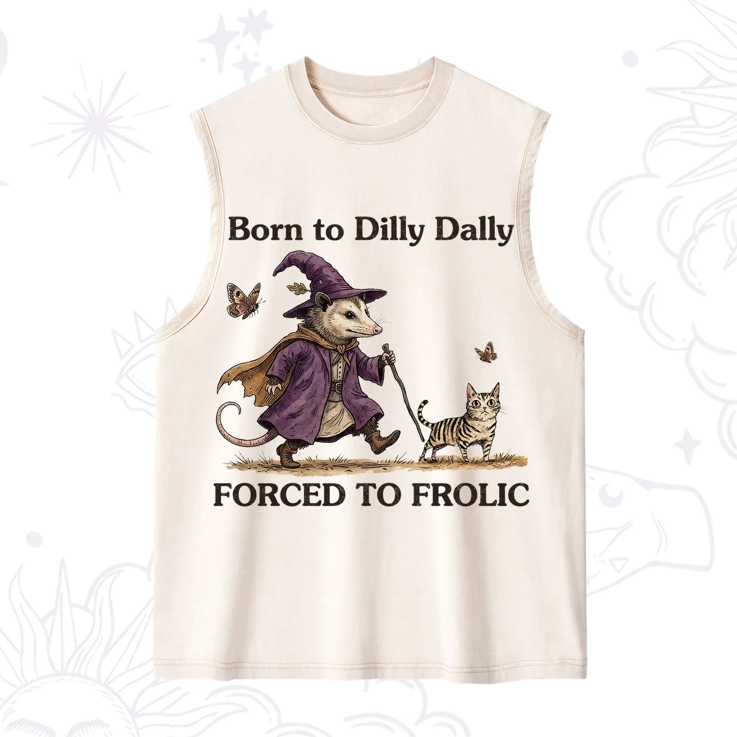 Purplehecate Born to Dilly Dally Forced to Frolic Opossum Washed Tank