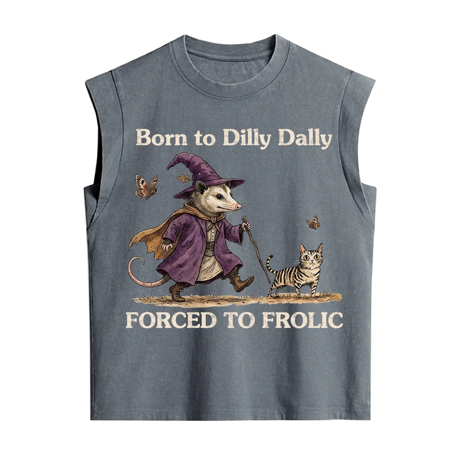 Purplehecate Born to Dilly Dally Forced to Frolic Opossum Vintage Washed Tank