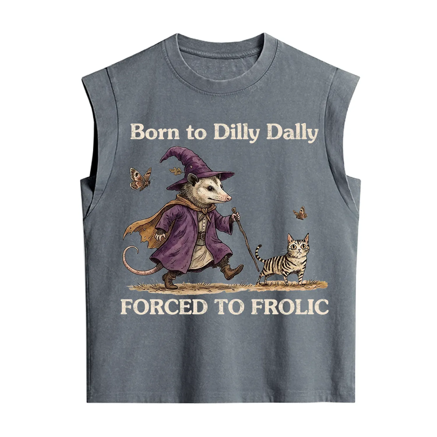 Purplehecate Born to Dilly Dally Forced to Frolic Opossum Vintage Washed Tank