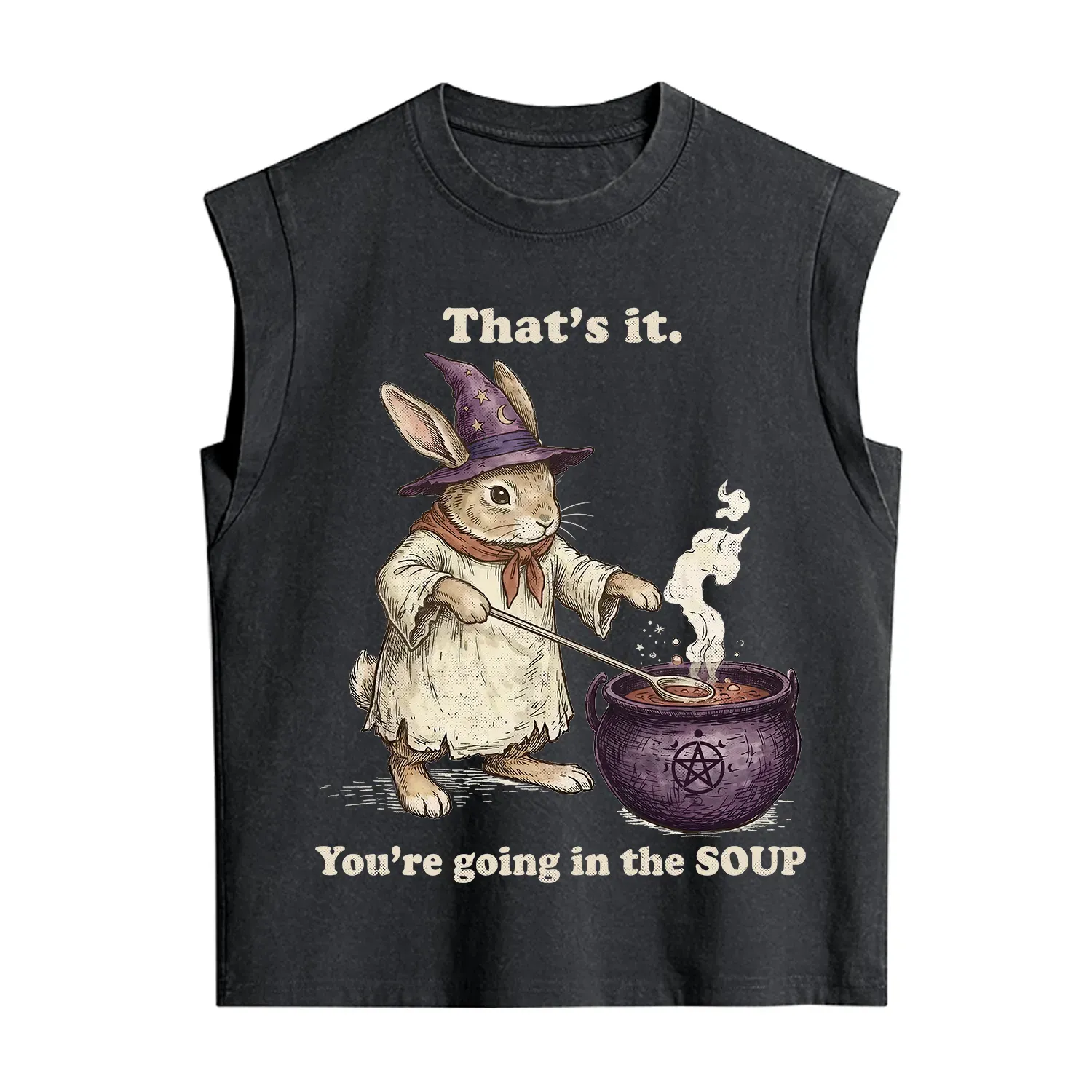 Purplehecate That's It You're Going in the Soup Witch Bunny Vintage Washed Tank