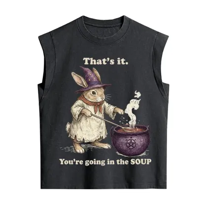 Purplehecate That's It You're Going in the Soup Witch Bunny Vintage Washed Tank