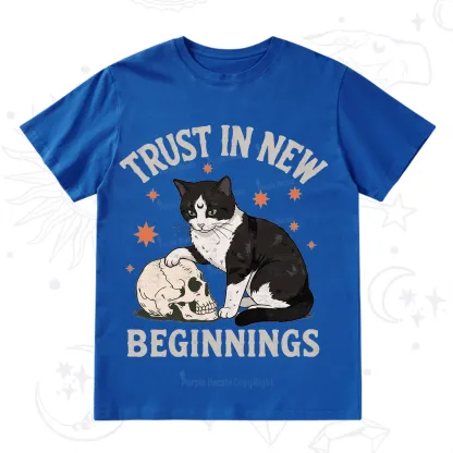 Purplehecate Trust In New Beginnings Cat T-Shirt