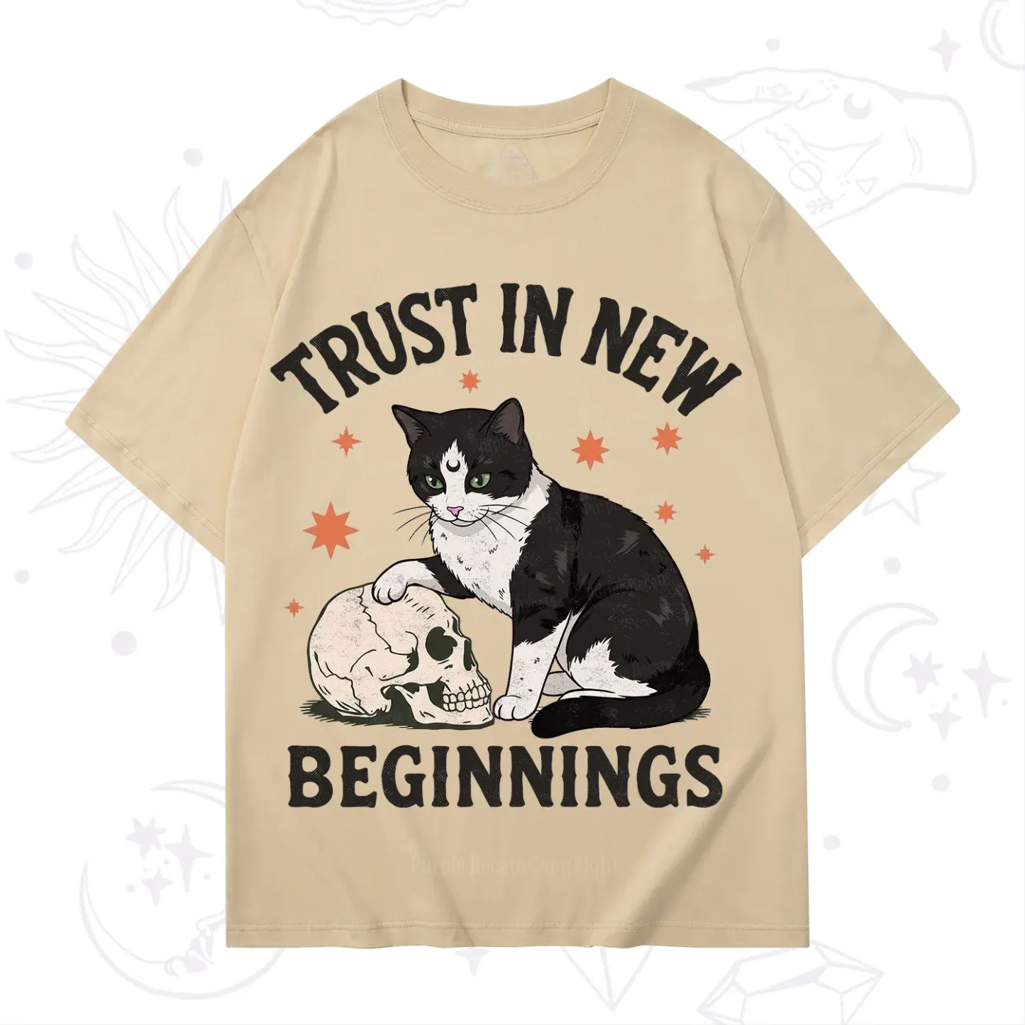Purplehecate Trust In New Beginnings Cat T-Shirt
