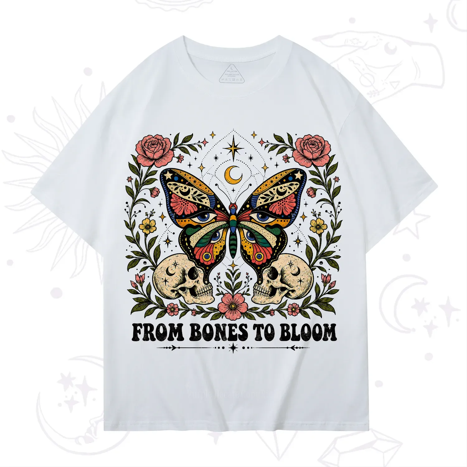Purplehecate From Bones to Bloom Butterfly T-Shirt