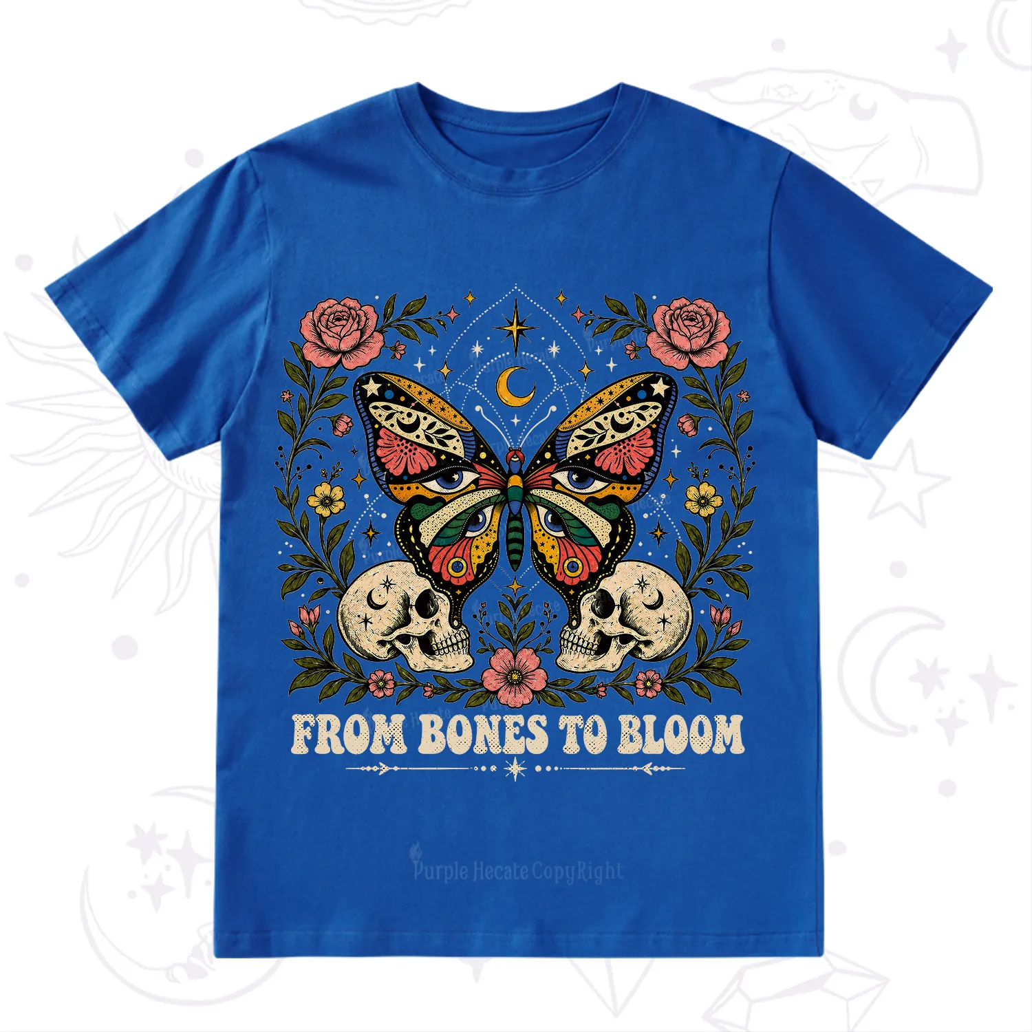 Purplehecate From Bones to Bloom Butterfly T-Shirt
