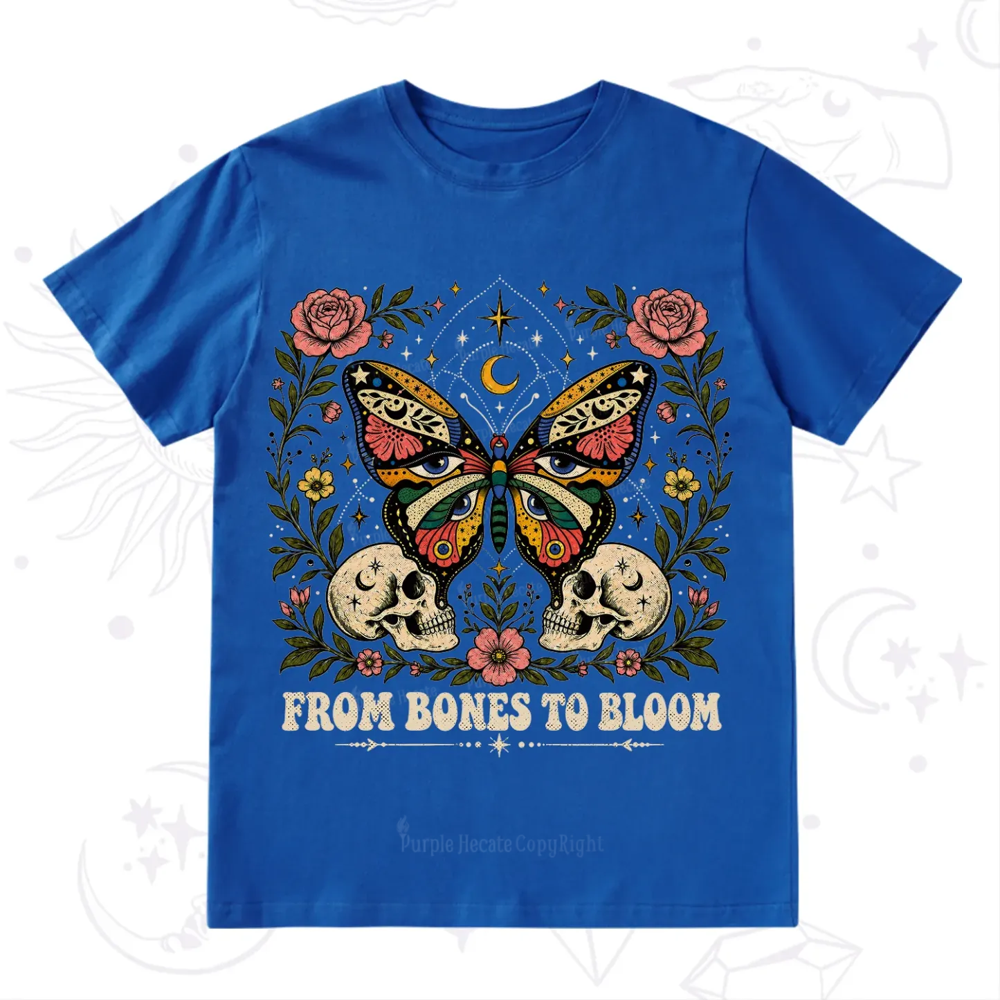 Purplehecate From Bones to Bloom Butterfly T-Shirt
