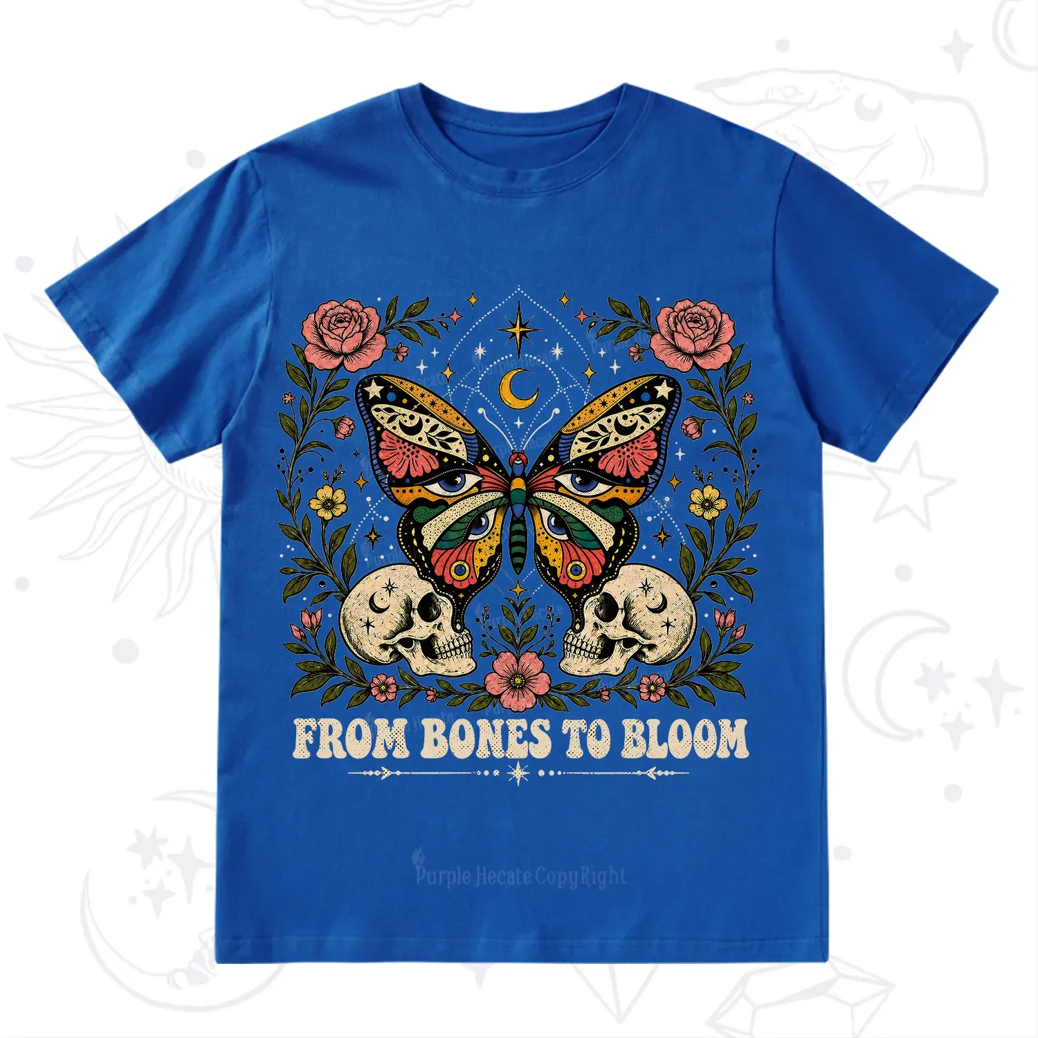 Purplehecate From Bones to Bloom Butterfly T-Shirt