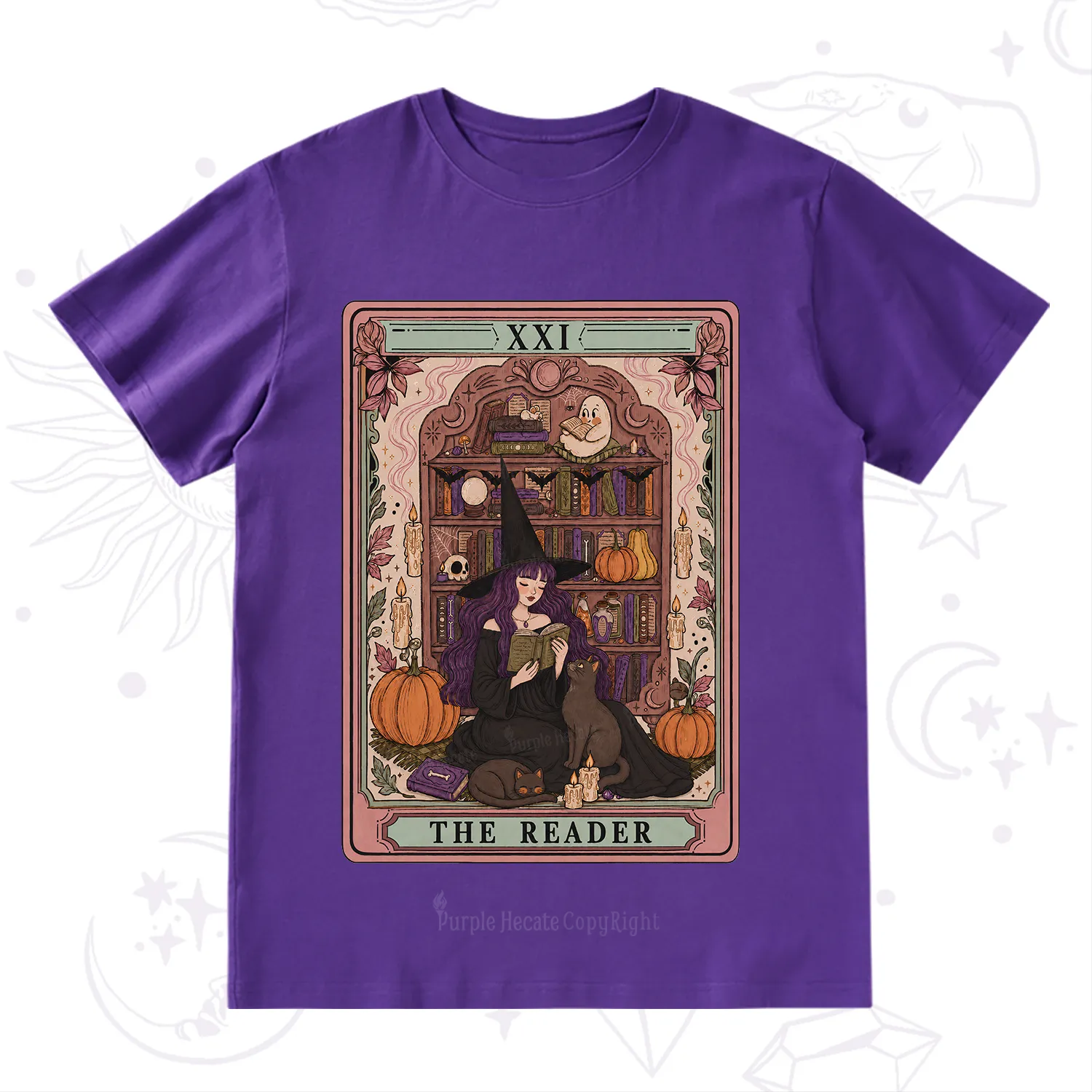 Purplehecate The Reader Tarot Bookish Witch T-Shirt