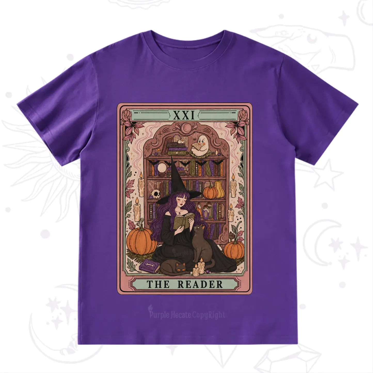 Purplehecate The Reader Tarot Bookish Witch T-Shirt