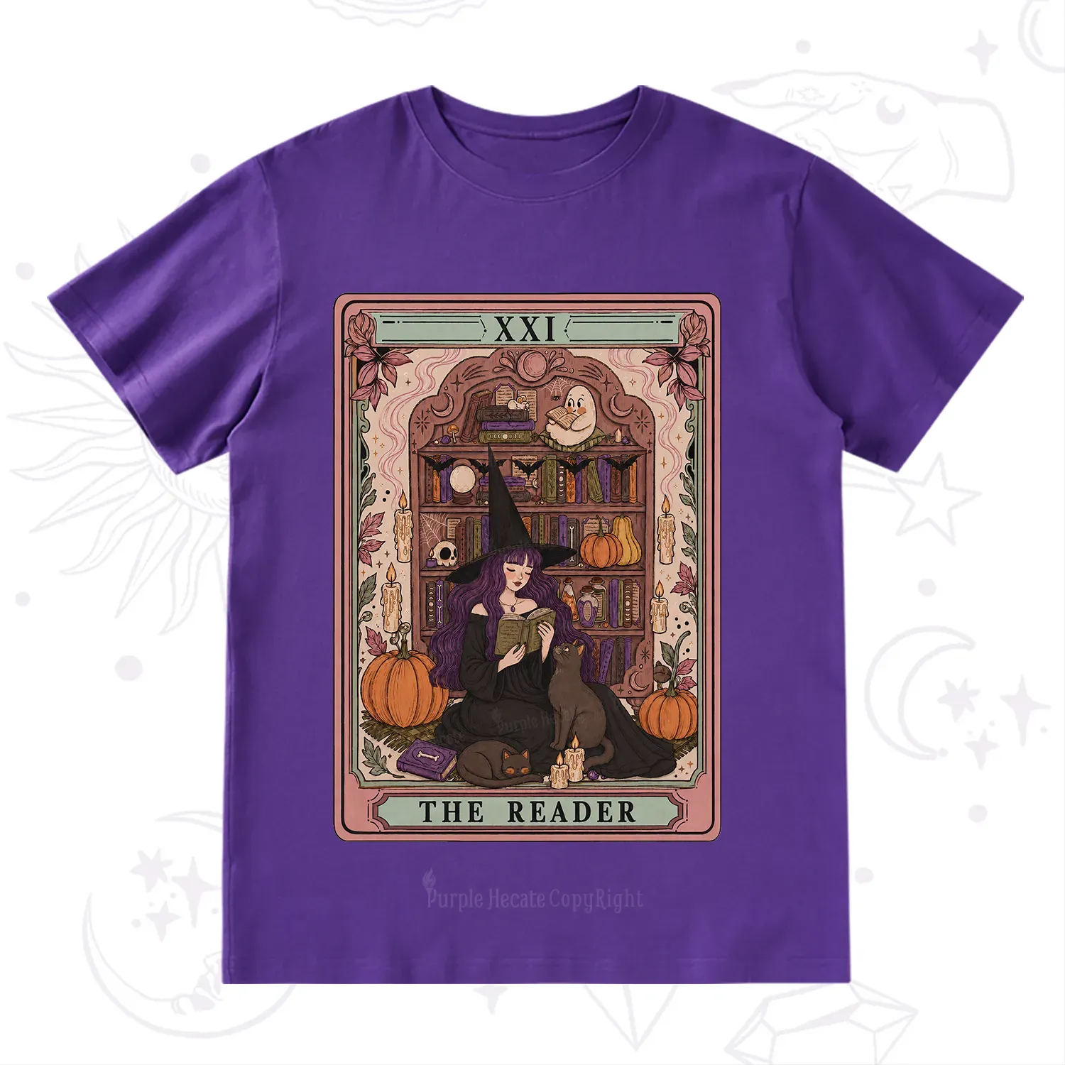 Purplehecate The Reader Tarot Bookish Witch T-Shirt