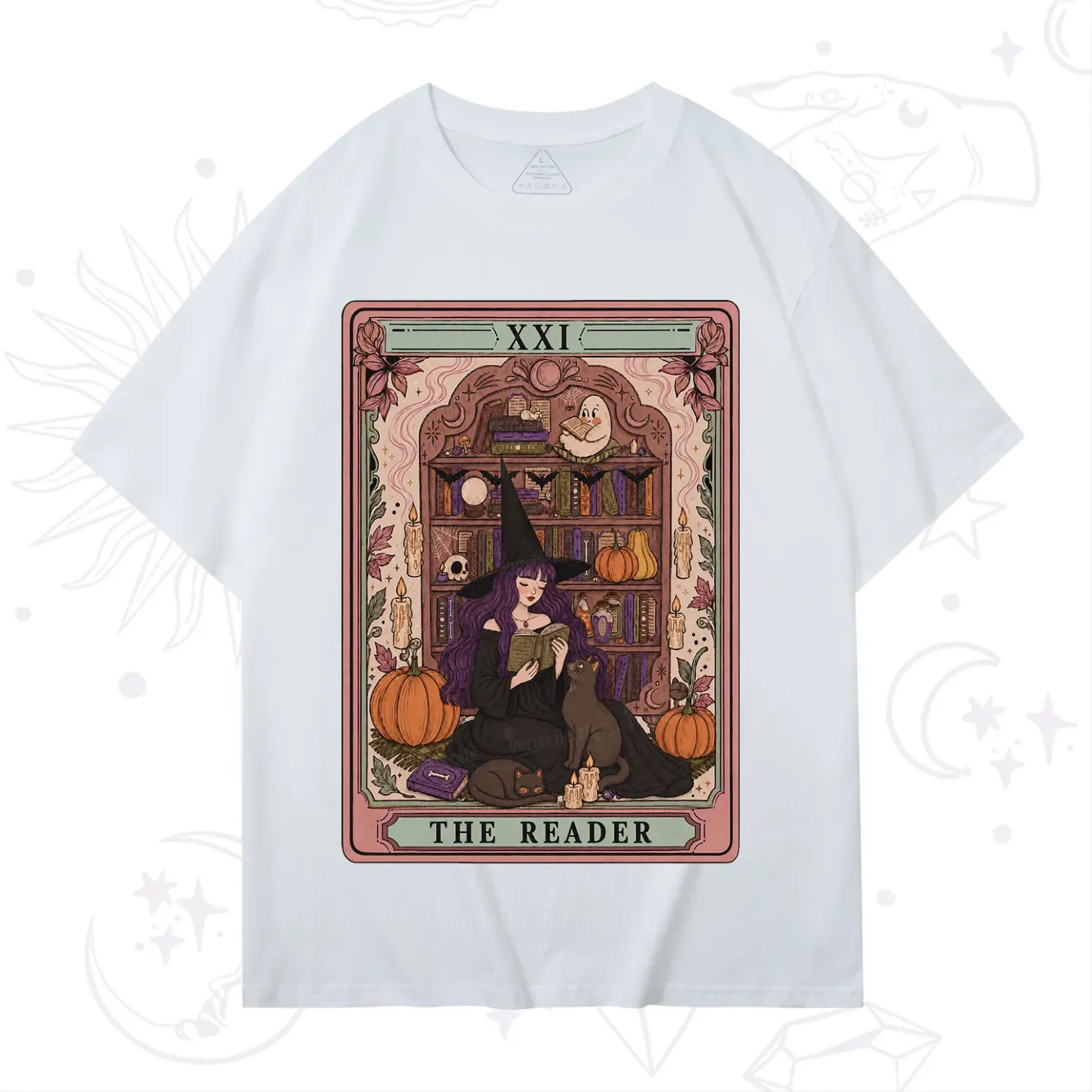 Purplehecate The Reader Tarot Bookish Witch T-Shirt