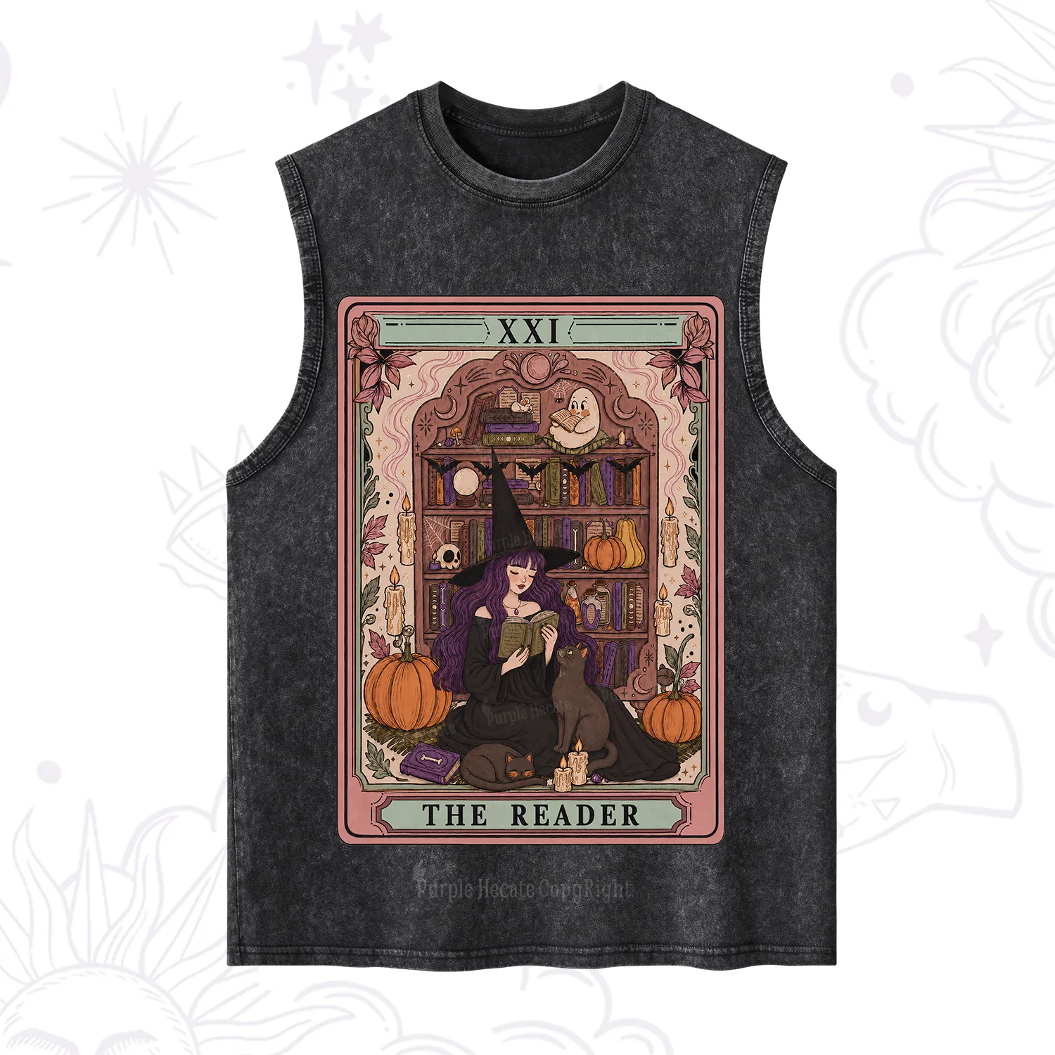 Purplehecate The Reader Tarot Bookish Witch Washed Tank
