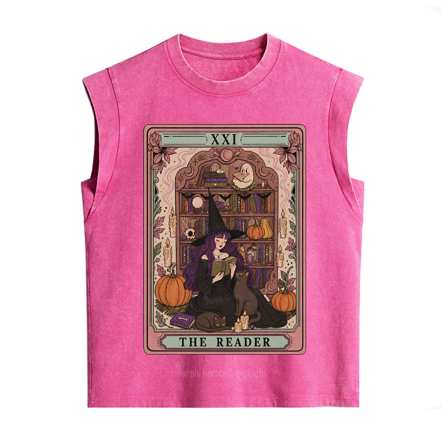 Purplehecate The Reader Tarot Bookish Witch Vintage Washed Tank