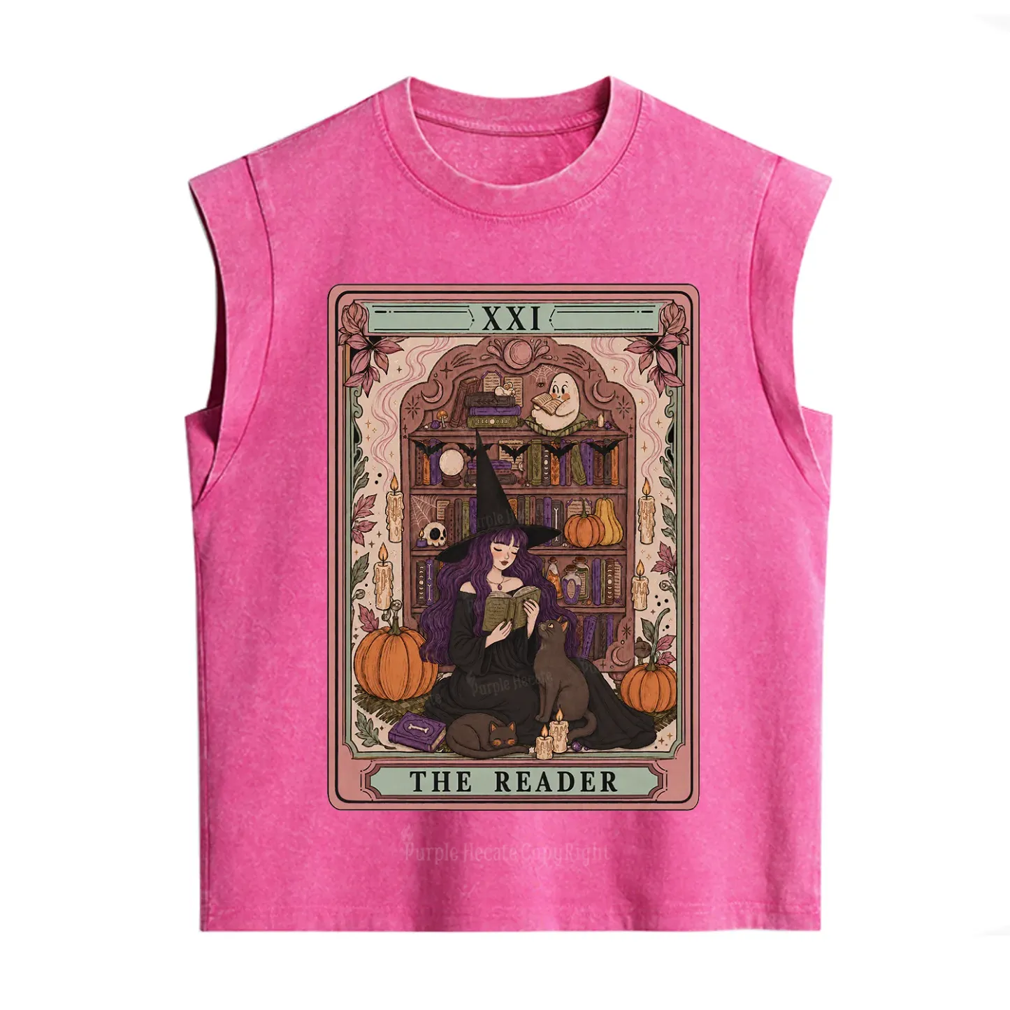 Purplehecate The Reader Tarot Bookish Witch Vintage Washed Tank