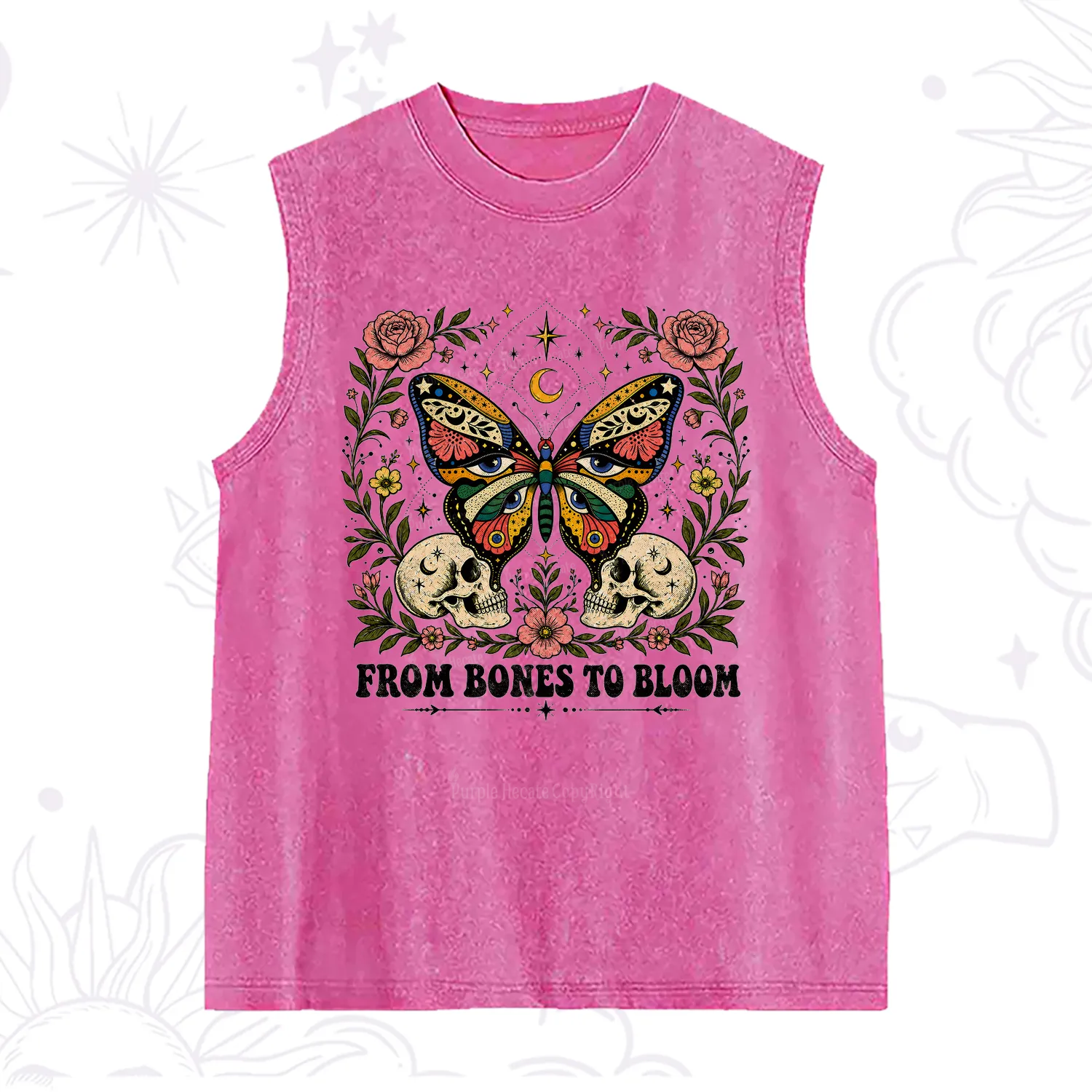 Purplehecate From Bones to Bloom Butterfly Washed Tank