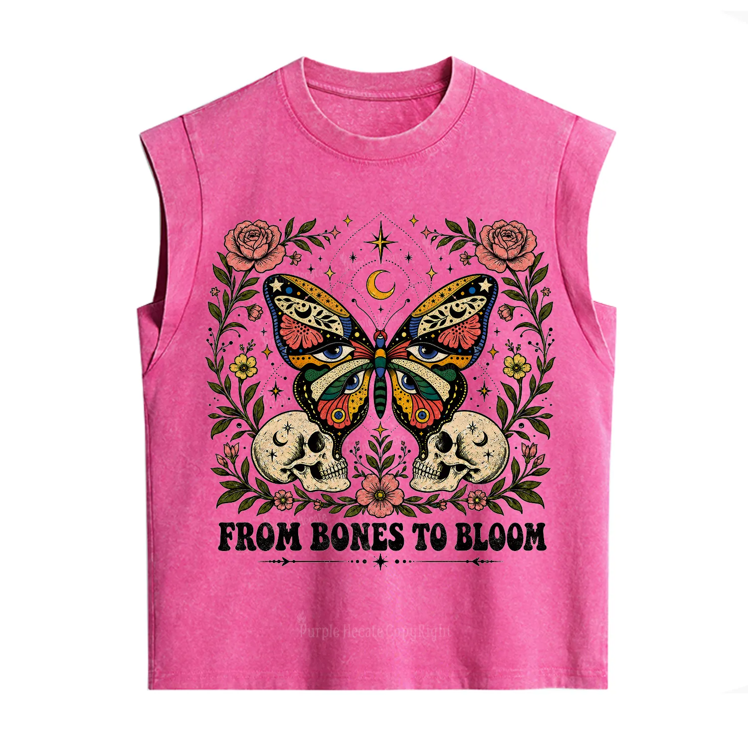 Purplehecate From Bones to Bloom Butterfly Vintage Washed Tank