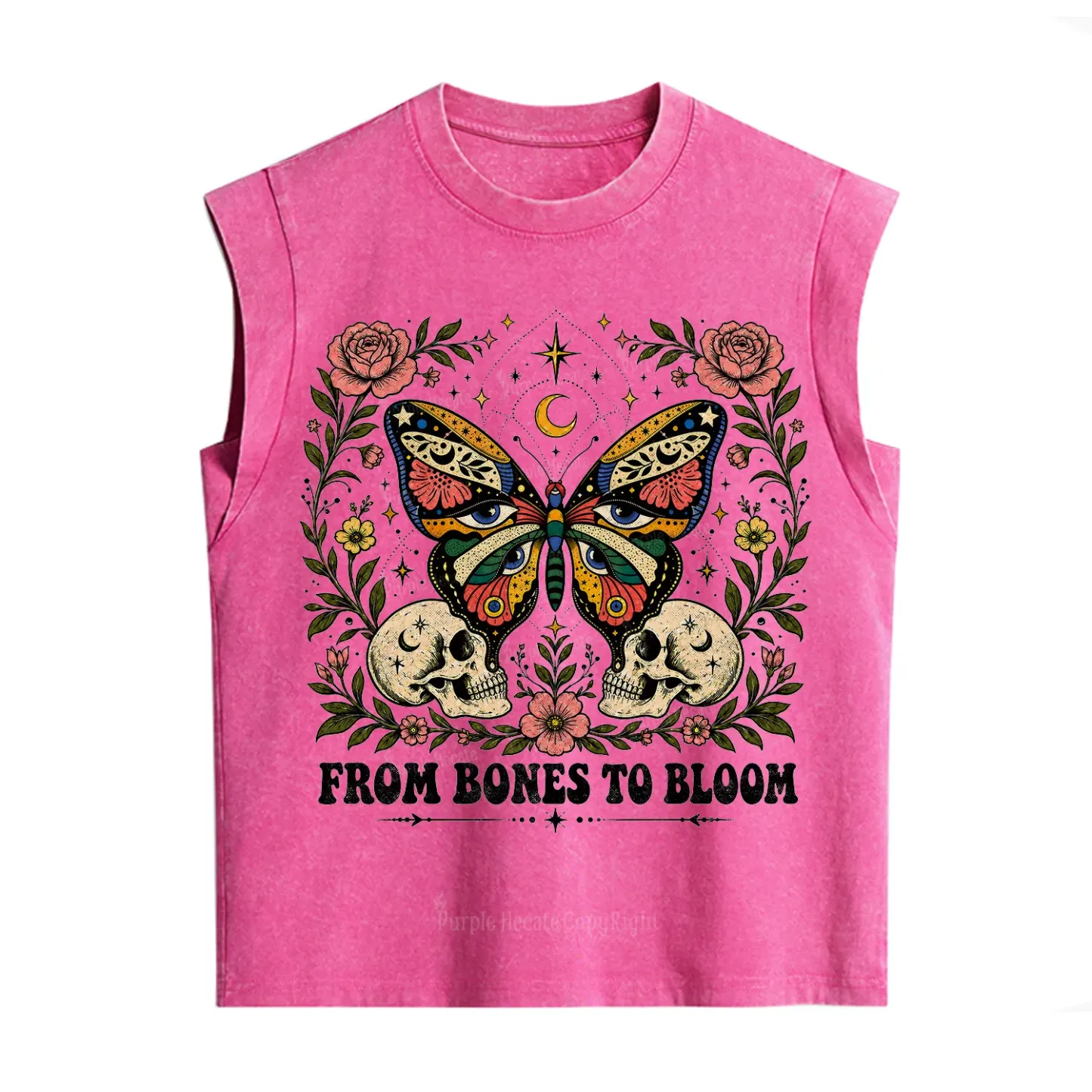 Purplehecate From Bones to Bloom Butterfly Vintage Washed Tank