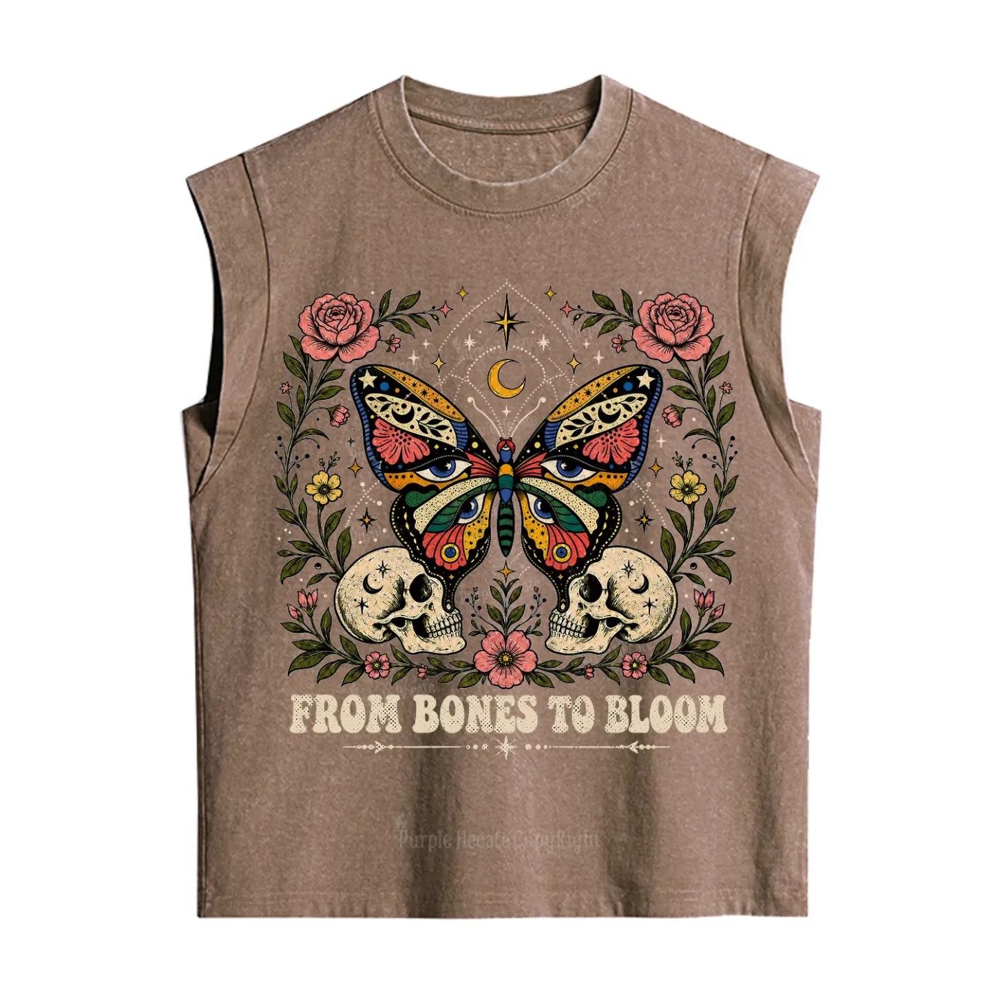 Purplehecate From Bones to Bloom Butterfly Vintage Washed Tank