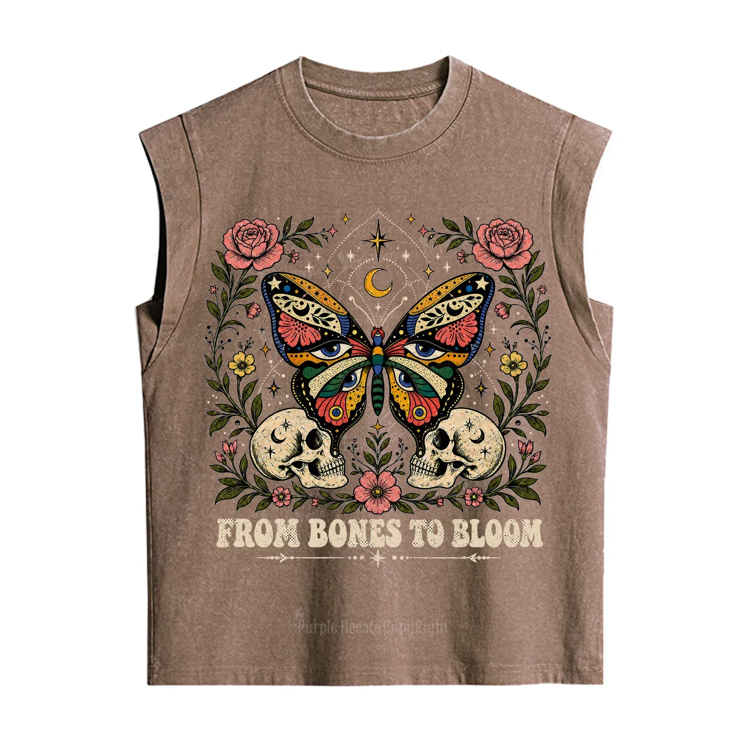 Purplehecate From Bones to Bloom Butterfly Vintage Washed Tank