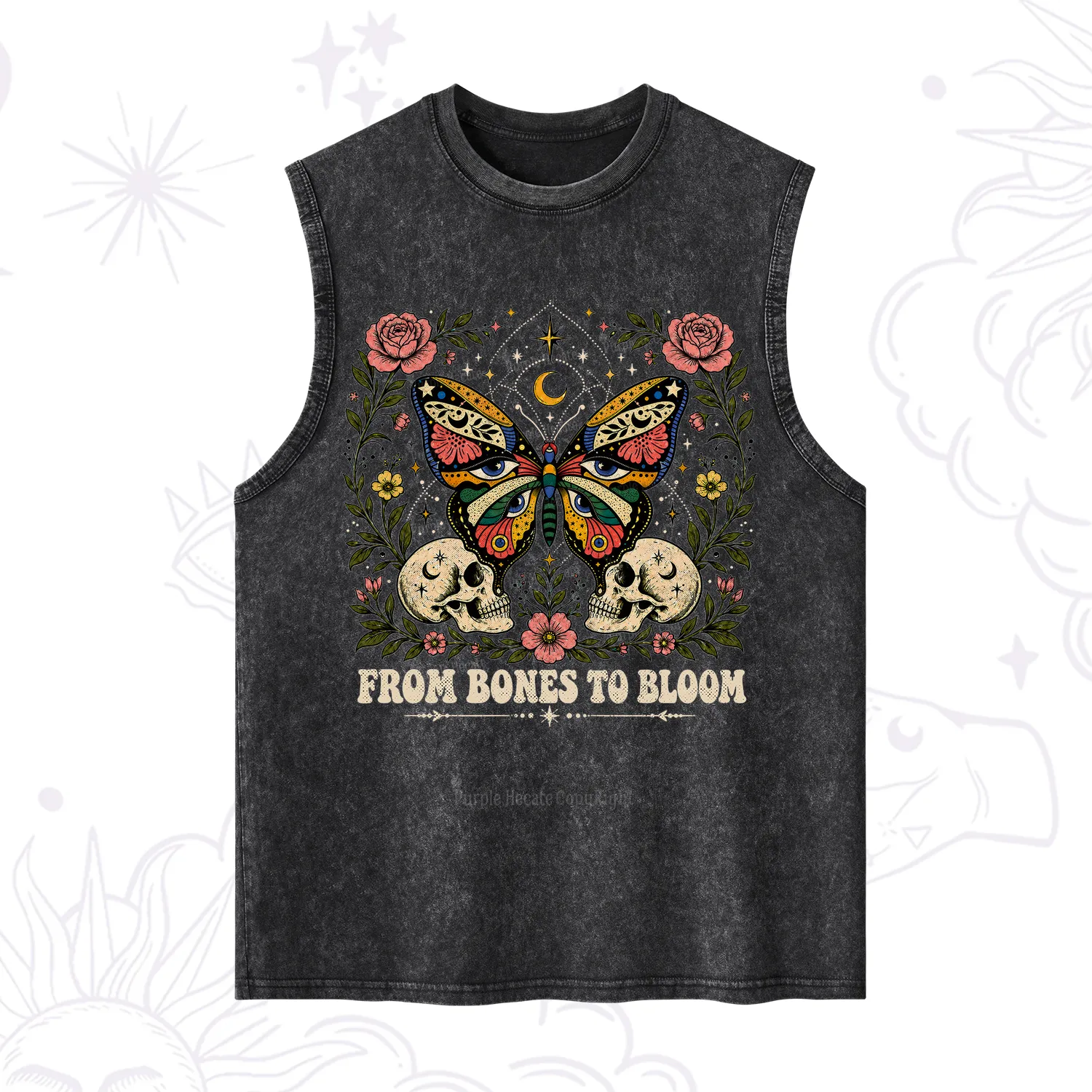 Purplehecate From Bones to Bloom Butterfly Washed Tank