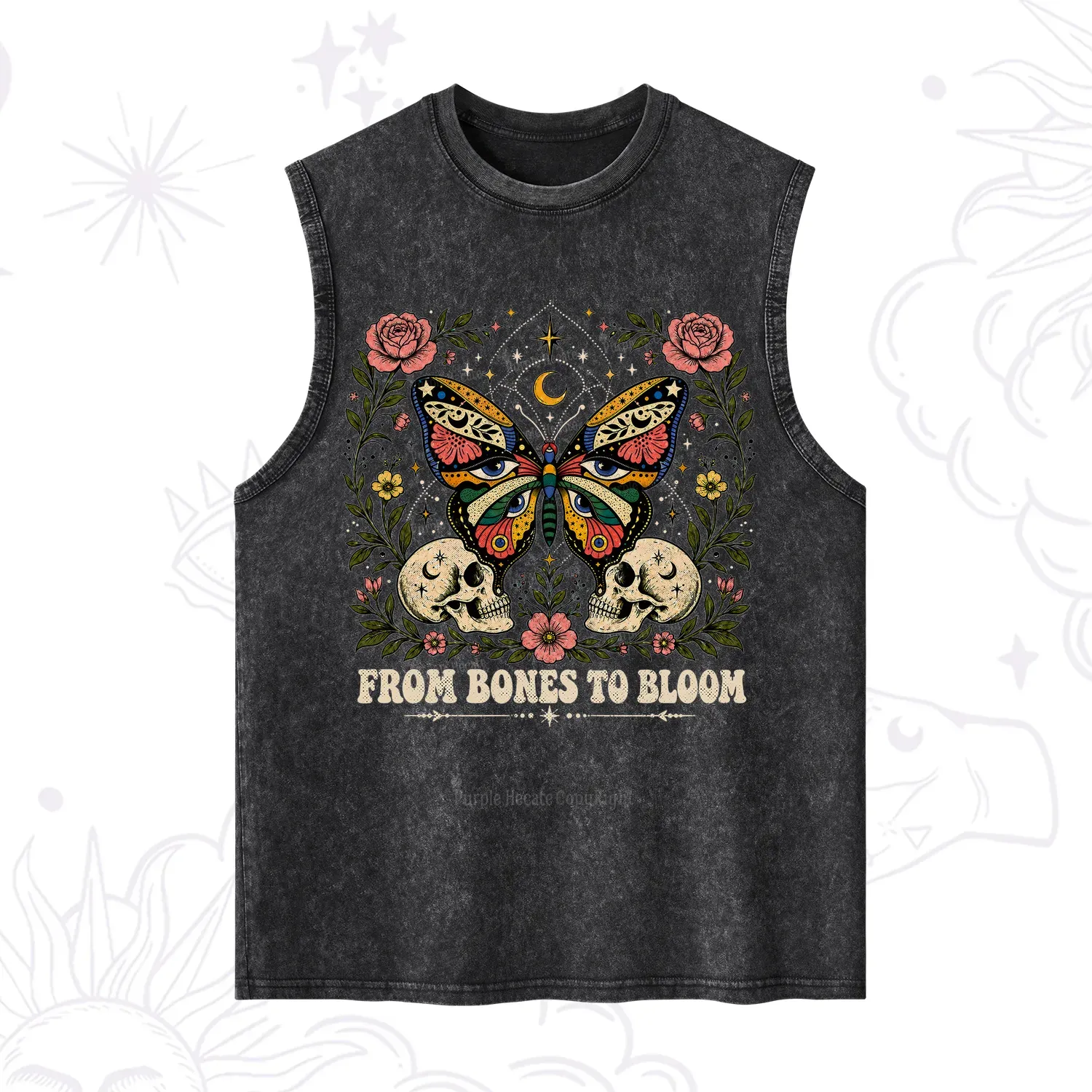 Purplehecate From Bones to Bloom Butterfly Washed Tank