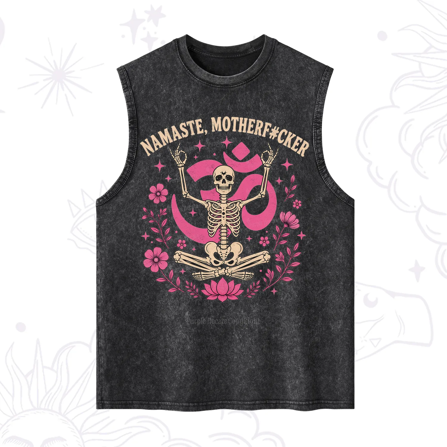 Purplehecate Namaste Motherf*cker Skeleton Washed Tank