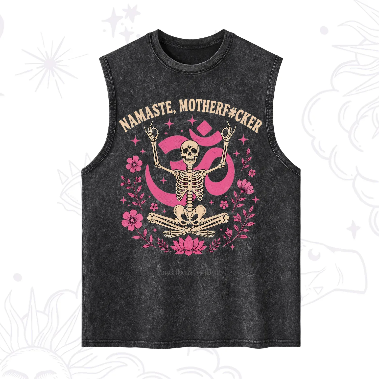 Purplehecate Namaste Motherf*cker Skeleton Washed Tank