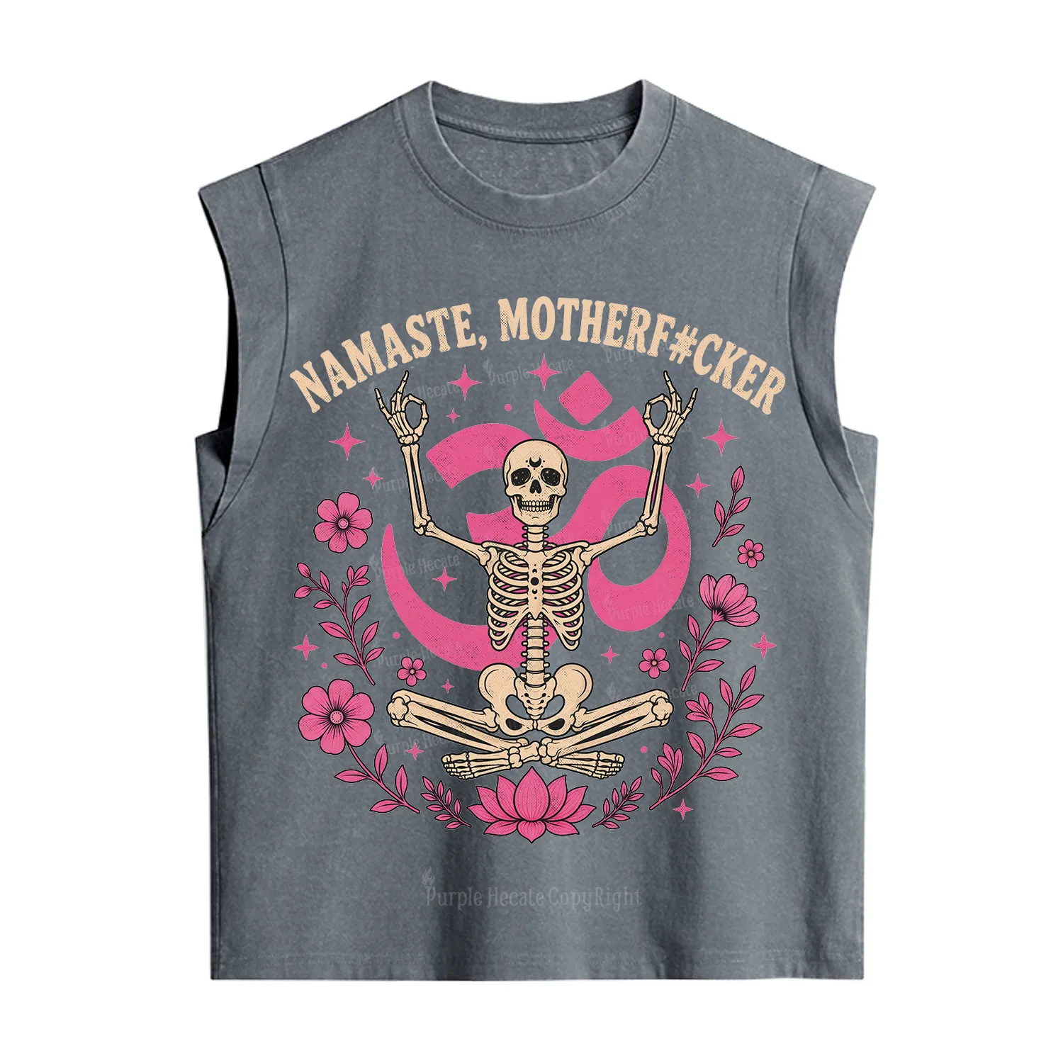 Purplehecate Namaste Motherf*cker Skeleton Vintage Washed Tank