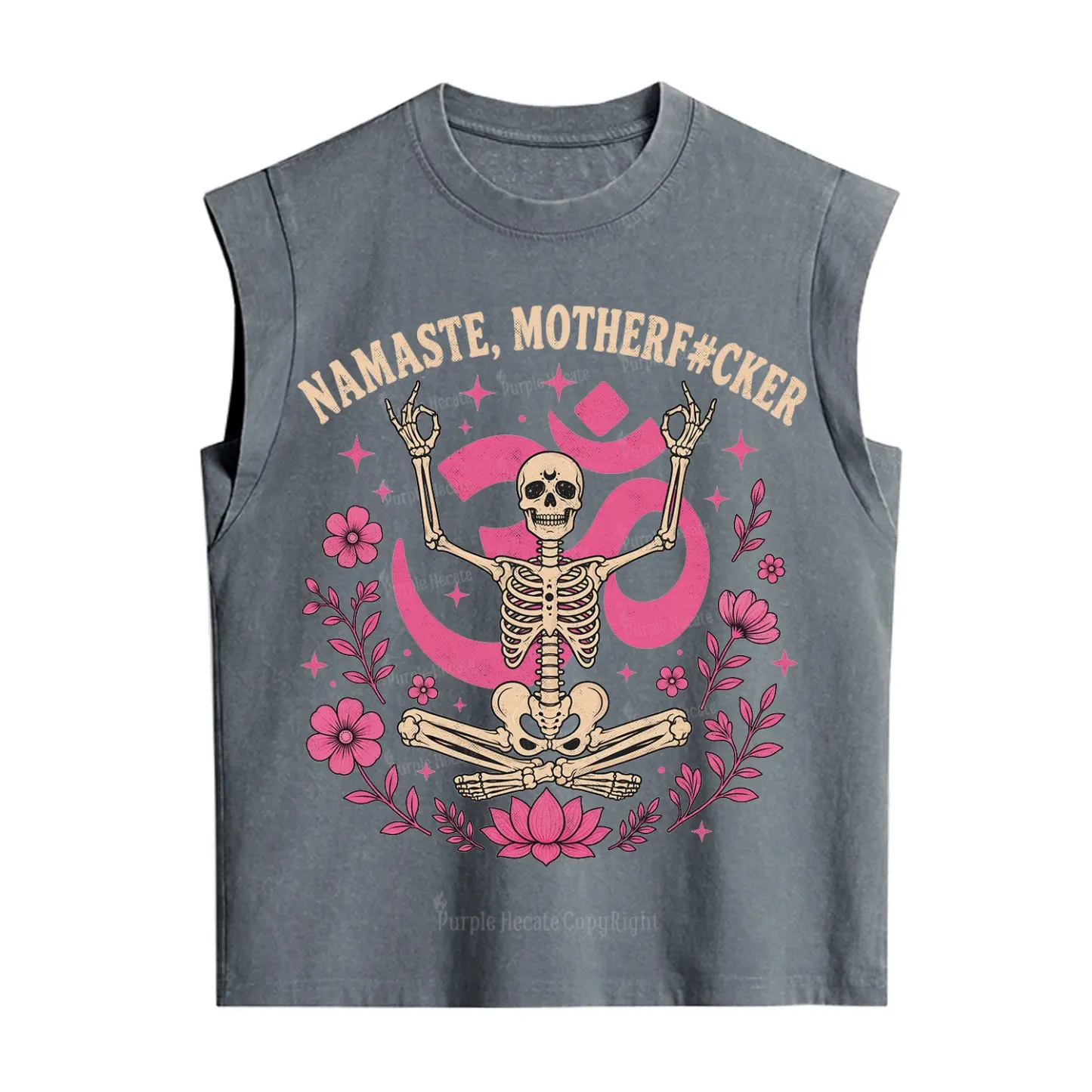 Purplehecate Namaste Motherf*cker Skeleton Vintage Washed Tank