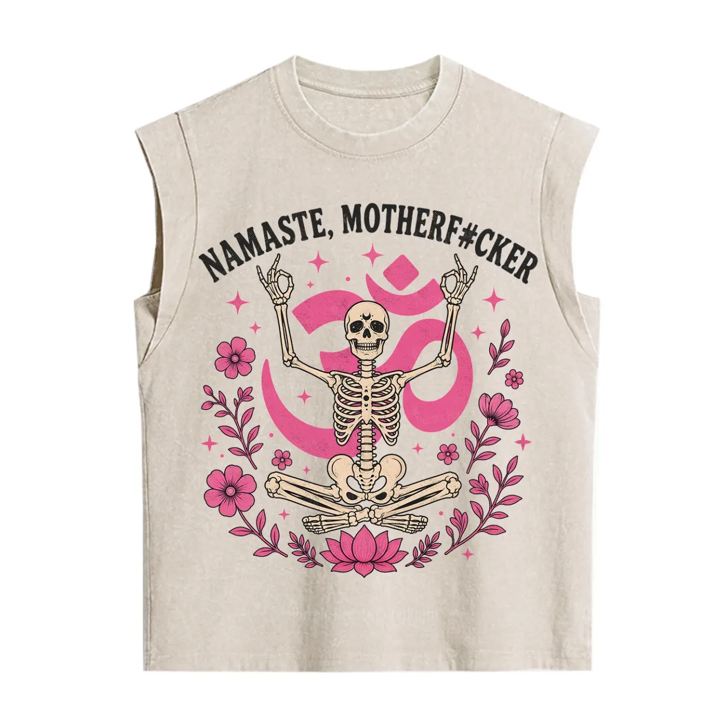 Purplehecate Namaste Motherf*cker Skeleton Vintage Washed Tank