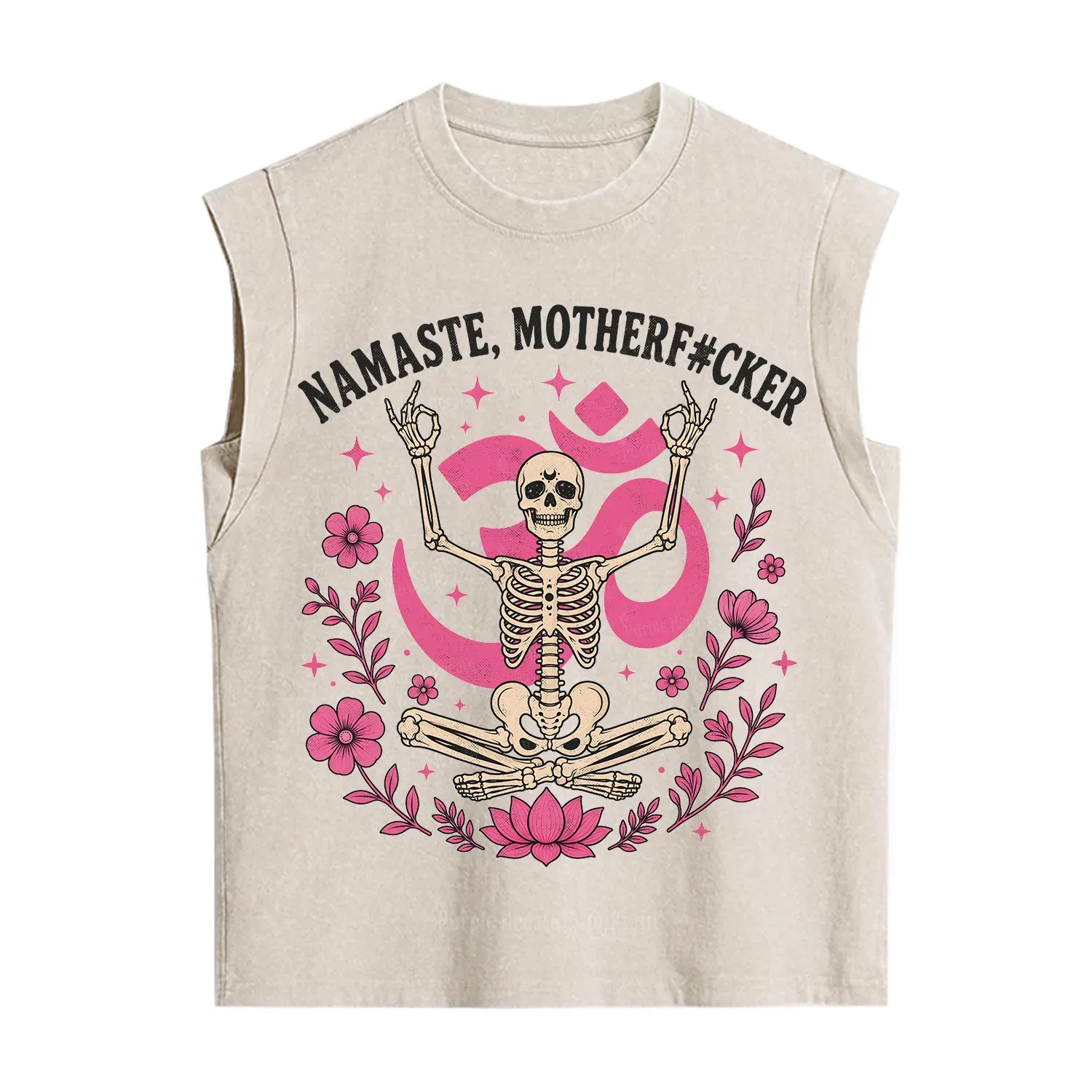 Purplehecate Namaste Motherf*cker Skeleton Vintage Washed Tank